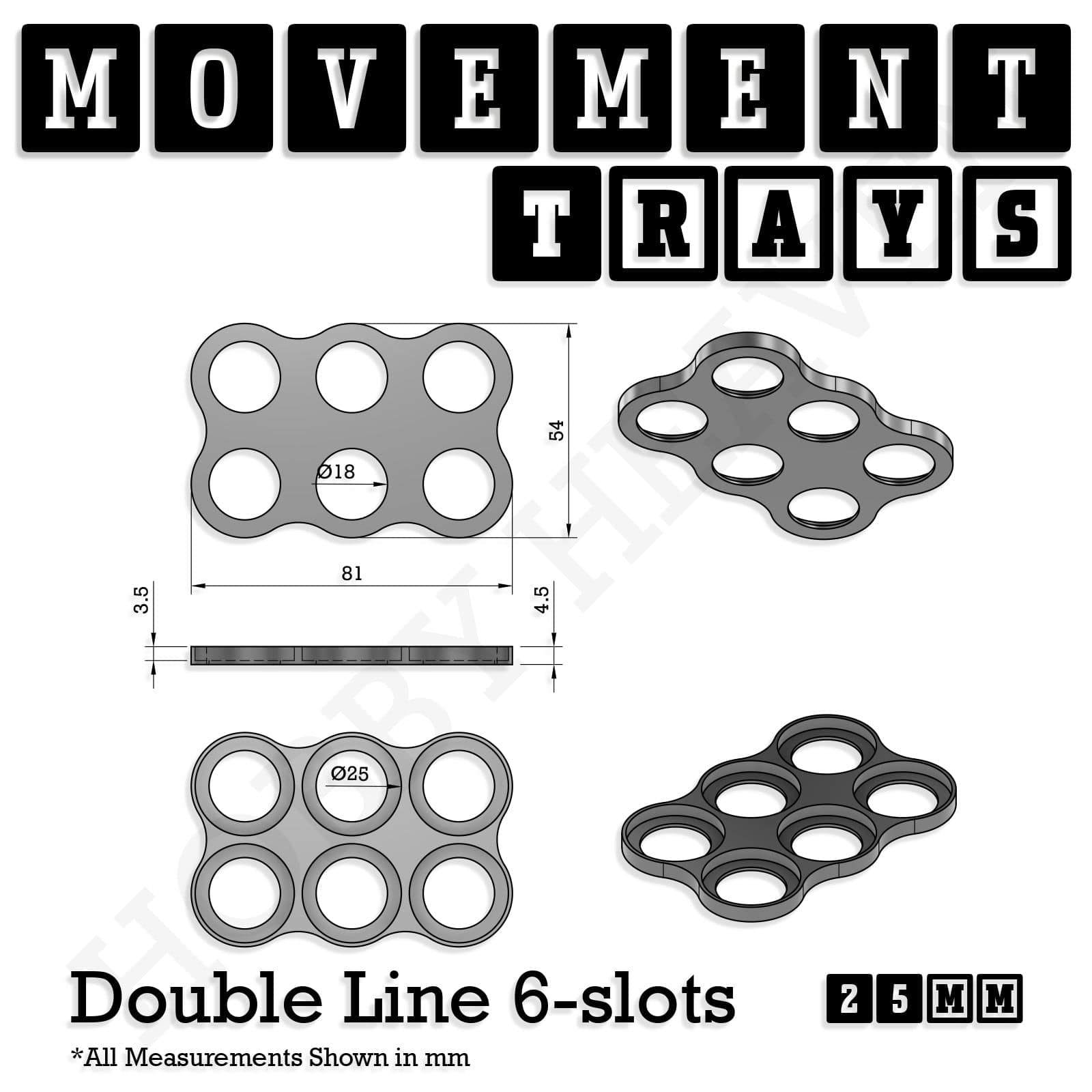 Movement Tray 25mm Movement Trays for Tabletop Games | Waargaming | Full Range