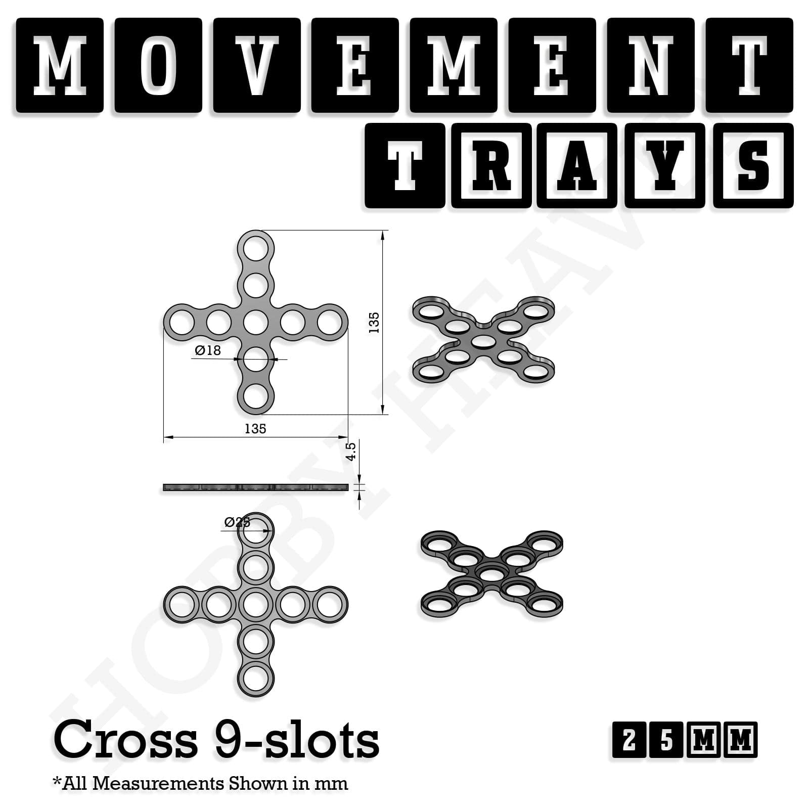Movement Tray 25mm Movement Trays for Tabletop Games | Waargaming | Full Range