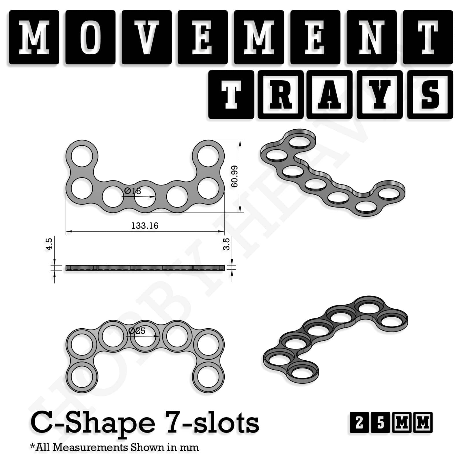 Movement Tray 25mm Movement Trays for Tabletop Games | Waargaming | Full Range