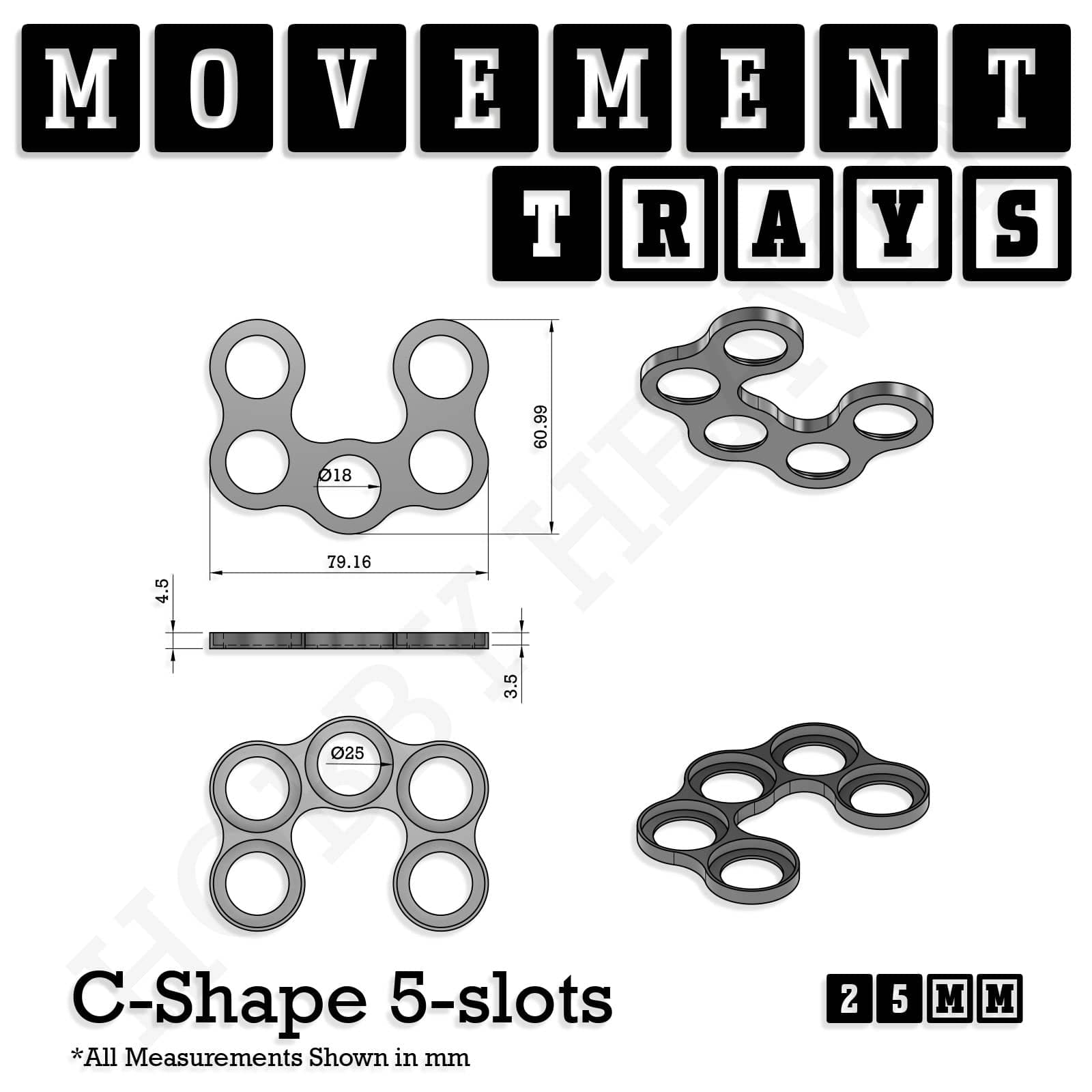 Movement Tray 25mm Movement Trays for Tabletop Games | Waargaming | Full Range