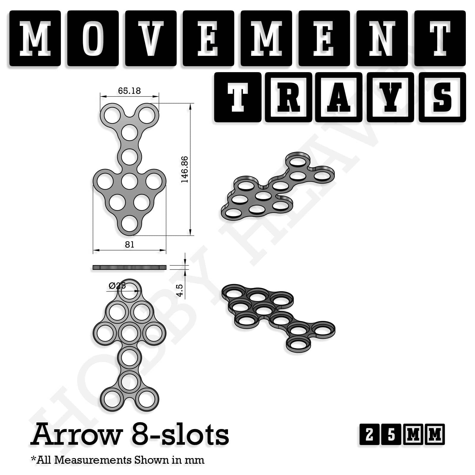 Movement Tray 25mm Movement Trays for Tabletop Games | Waargaming | Full Range