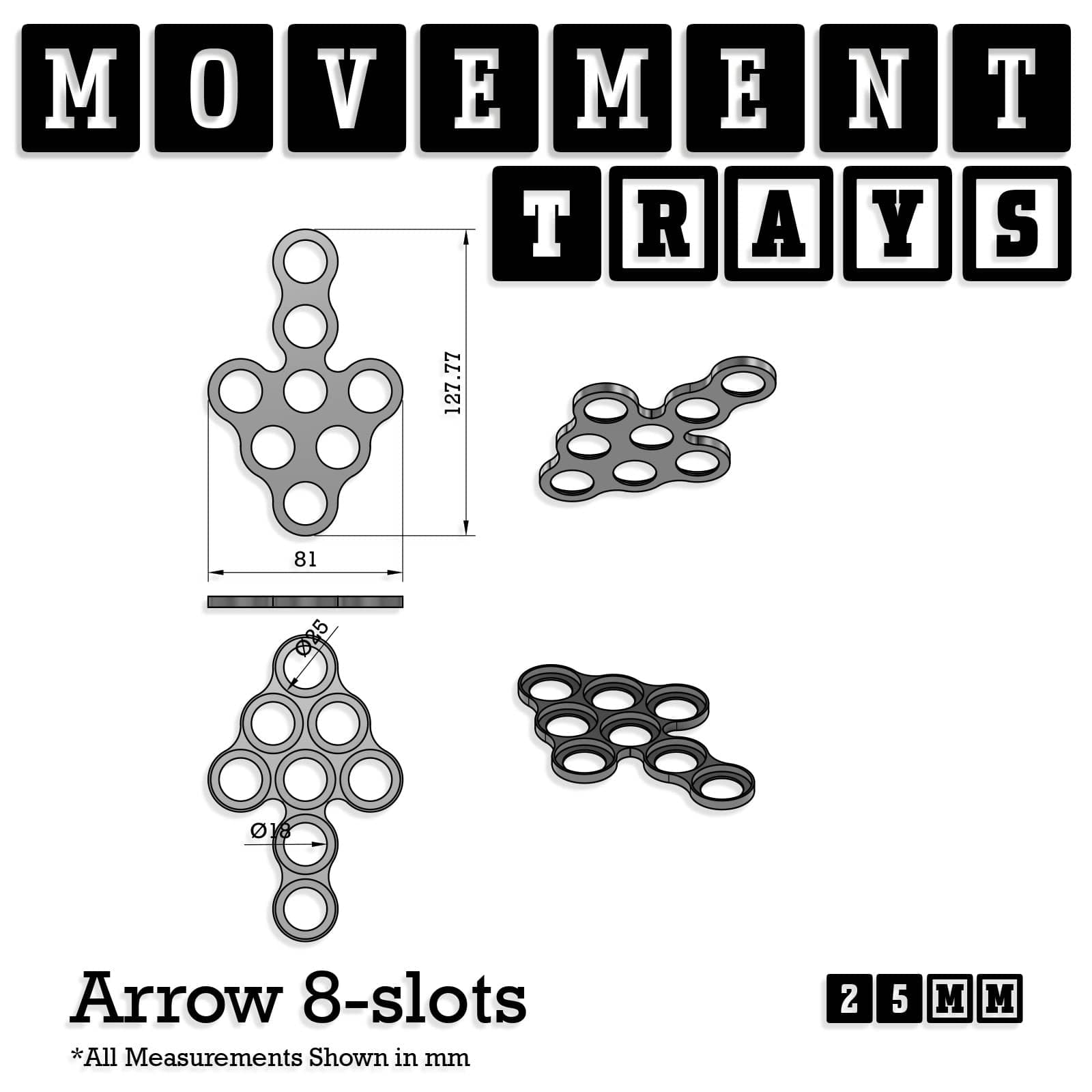 Movement Tray 25mm Movement Trays for Tabletop Games | Waargaming | Full Range