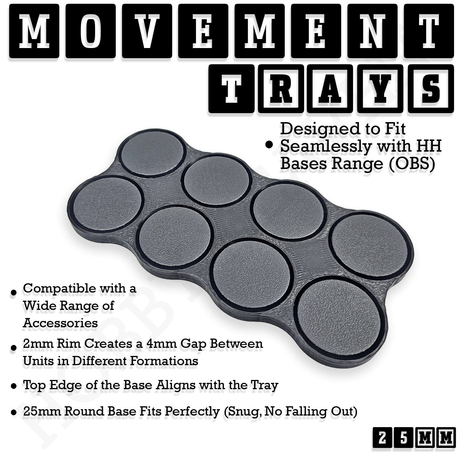 Movement Tray 25mm Movement Trays for Tabletop Games | Waargaming | Full Range