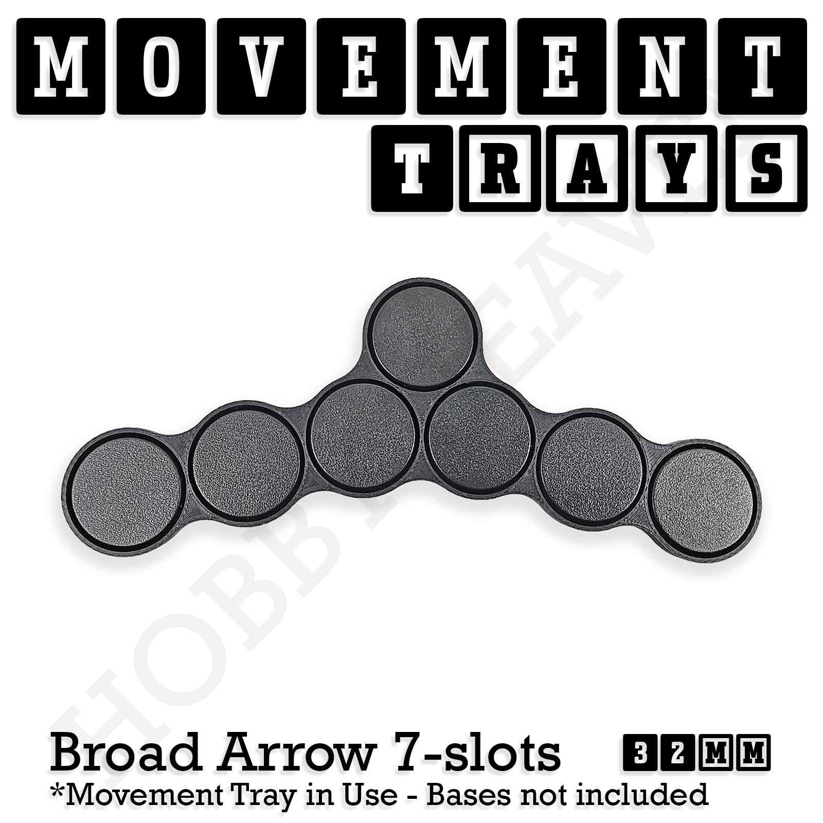 Movement Tray 32mm Movement Tray Broad Arrow Shape 7 slots 32mm Movement Trays for Tabletop Games | Compatible with Popular Miniatures | Full Range
