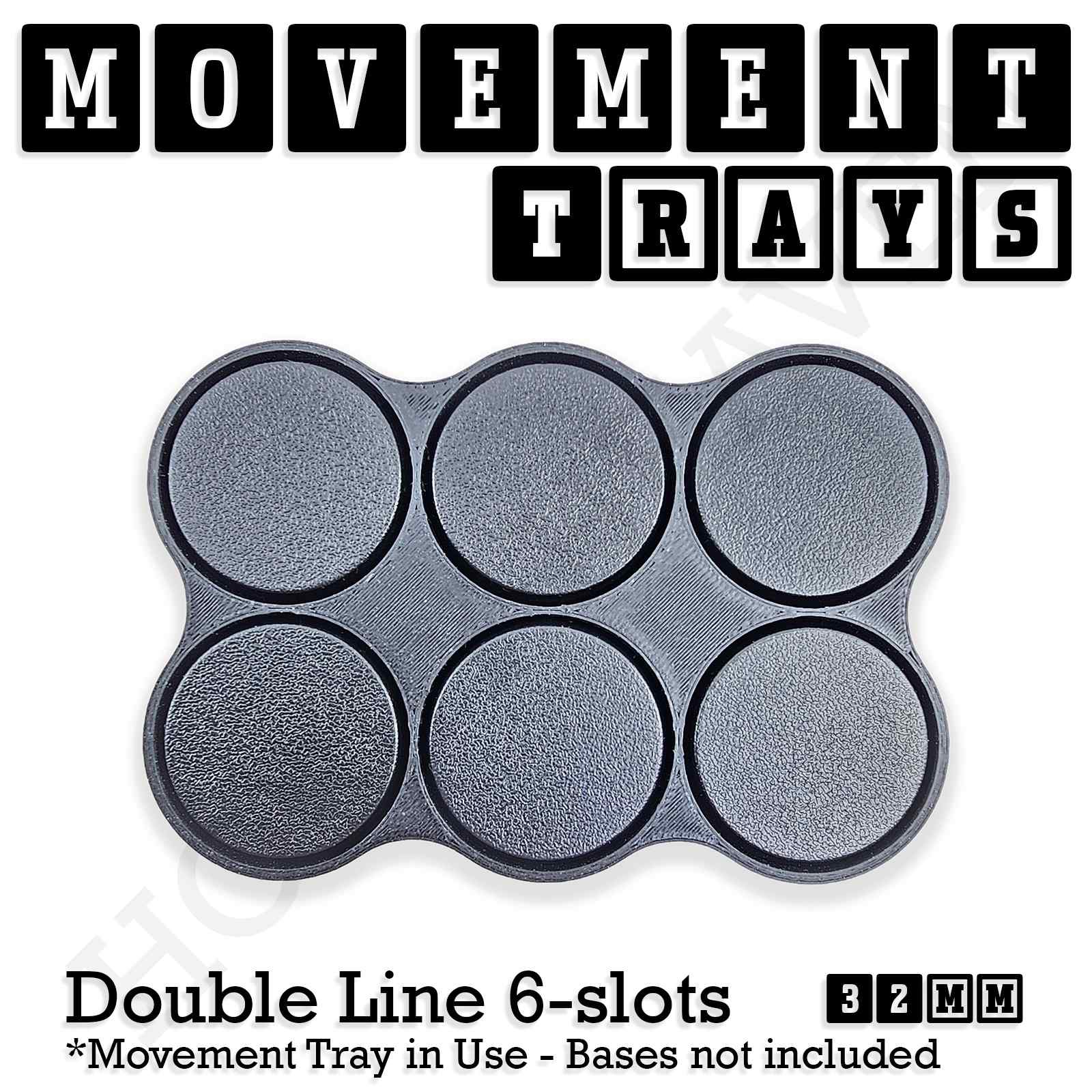 Movement Tray 32mm Movement Tray Double Line 6 slots 32mm Movement Trays for Tabletop Games | Compatible with Popular Miniatures | Full Range