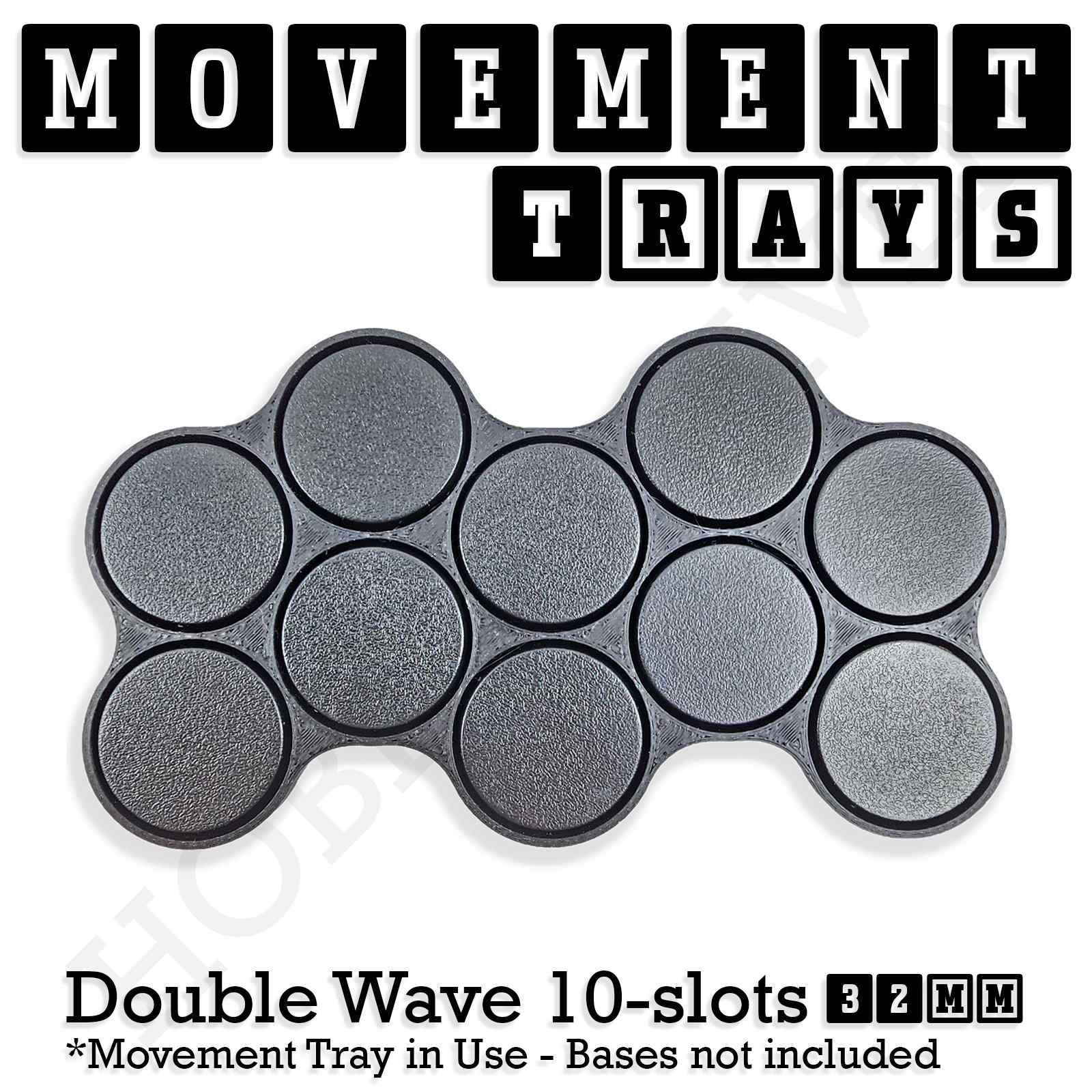 Movement Tray 32mm Movement Tray Double Wave 10 slots 32mm Movement Trays for Tabletop Games | Compatible with Popular Miniatures | Full Range