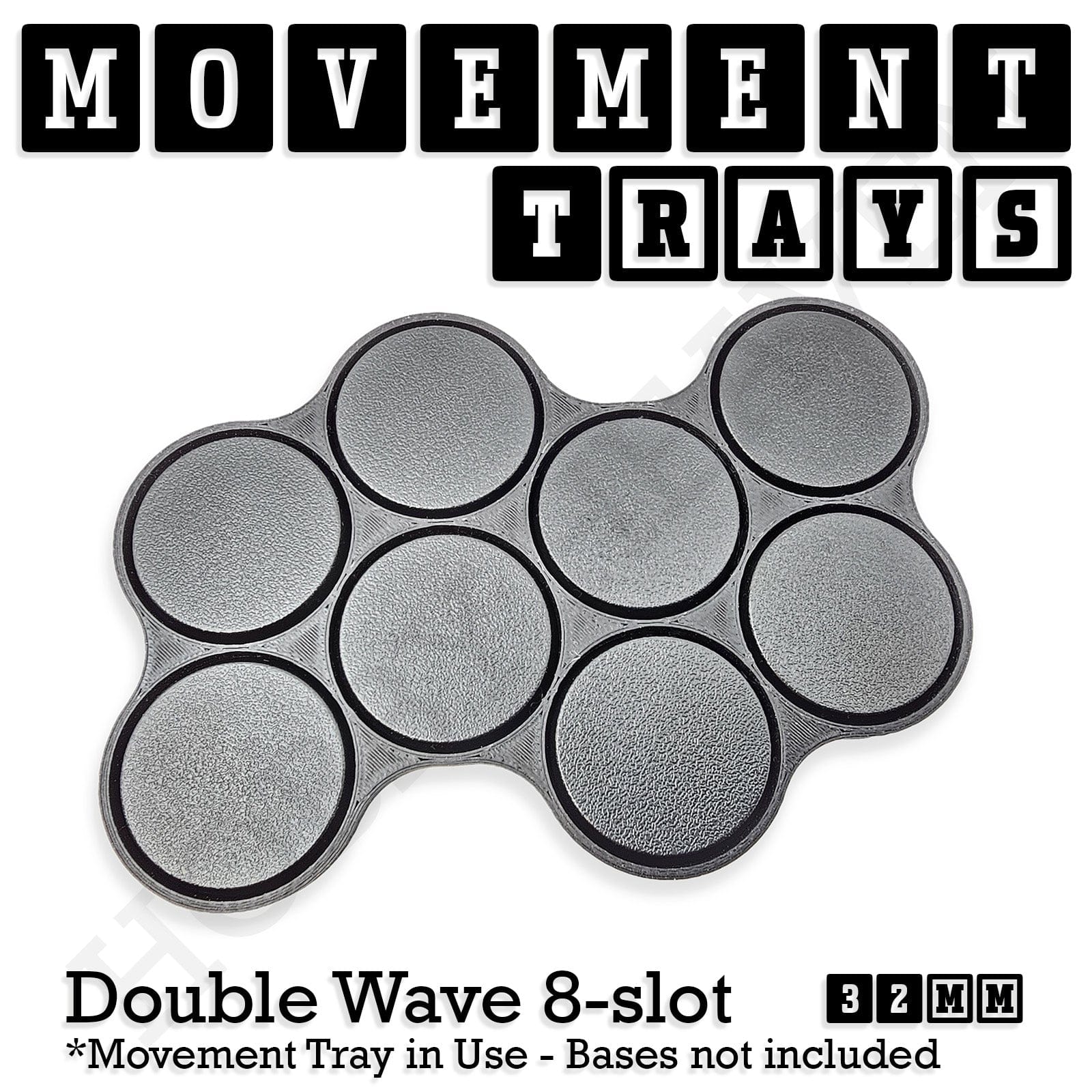 Movement Tray 32mm Movement Tray Double Wave 8 slots 32mm Movement Trays for Tabletop Games | Compatible with Popular Miniatures | Full Range