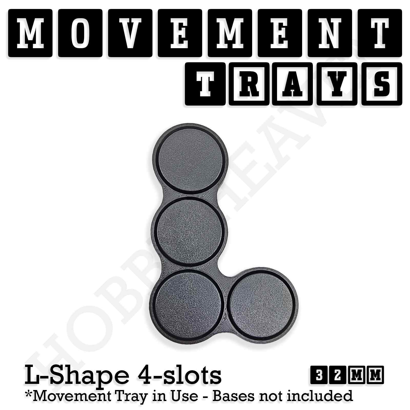 Movement Tray 32mm Movement Tray L Shape 4 slots 32mm Movement Trays for Tabletop Games | Compatible with Popular Miniatures | Full Range