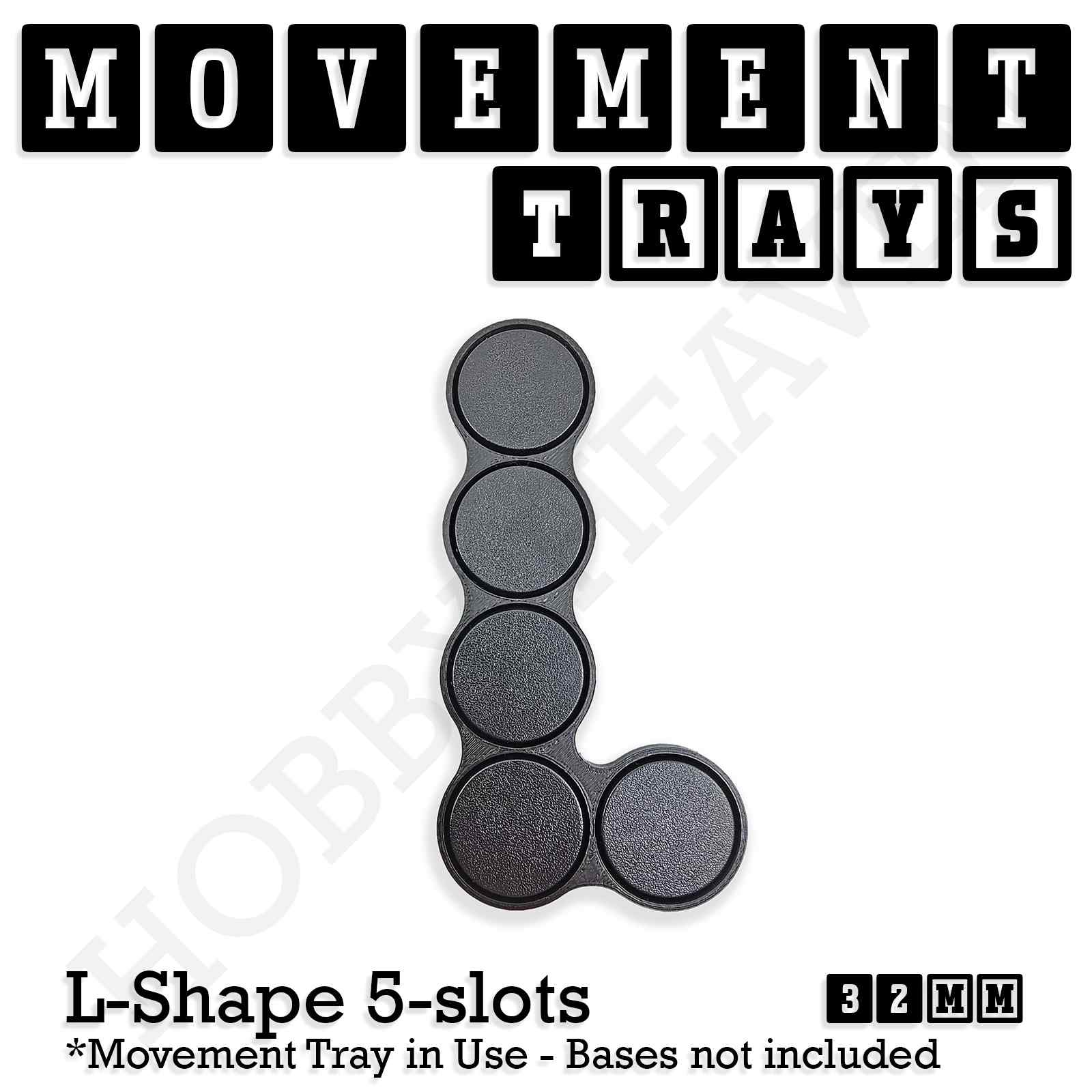 Movement Tray 32mm Movement Tray L Shape 5 slots 32mm Movement Trays for Tabletop Games | Compatible with Popular Miniatures | Full Range