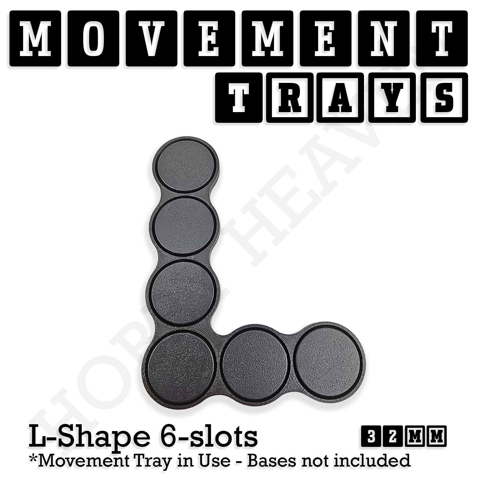 Movement Tray 32mm Movement Tray L Shape 6 slots 32mm Movement Trays for Tabletop Games | Compatible with Popular Miniatures | Full Range