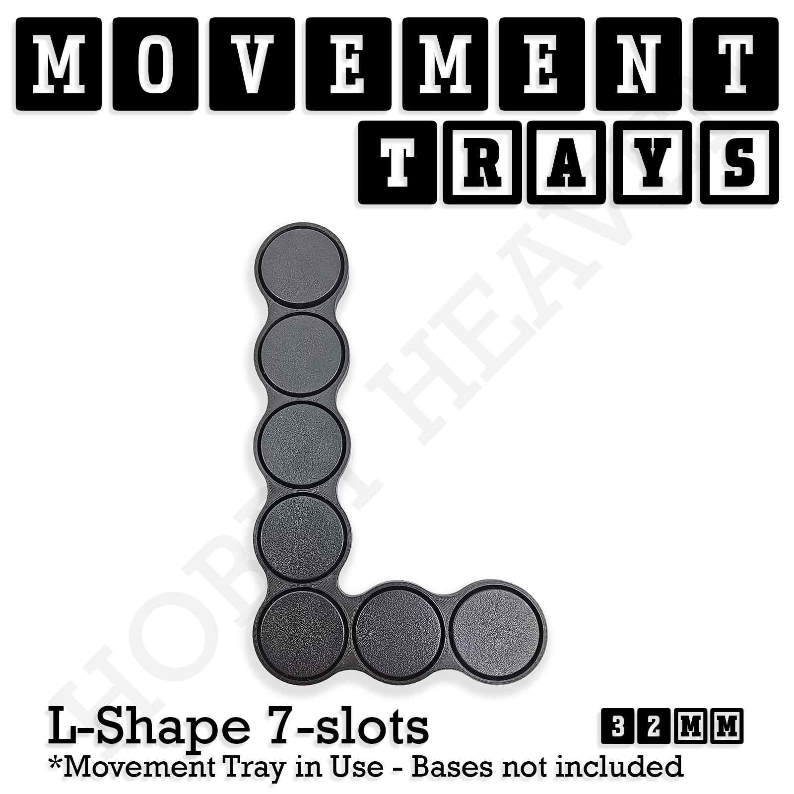 Movement Tray 32mm Movement Tray L Shape 7 slots 32mm Movement Trays for Tabletop Games | Compatible with Popular Miniatures | Full Range