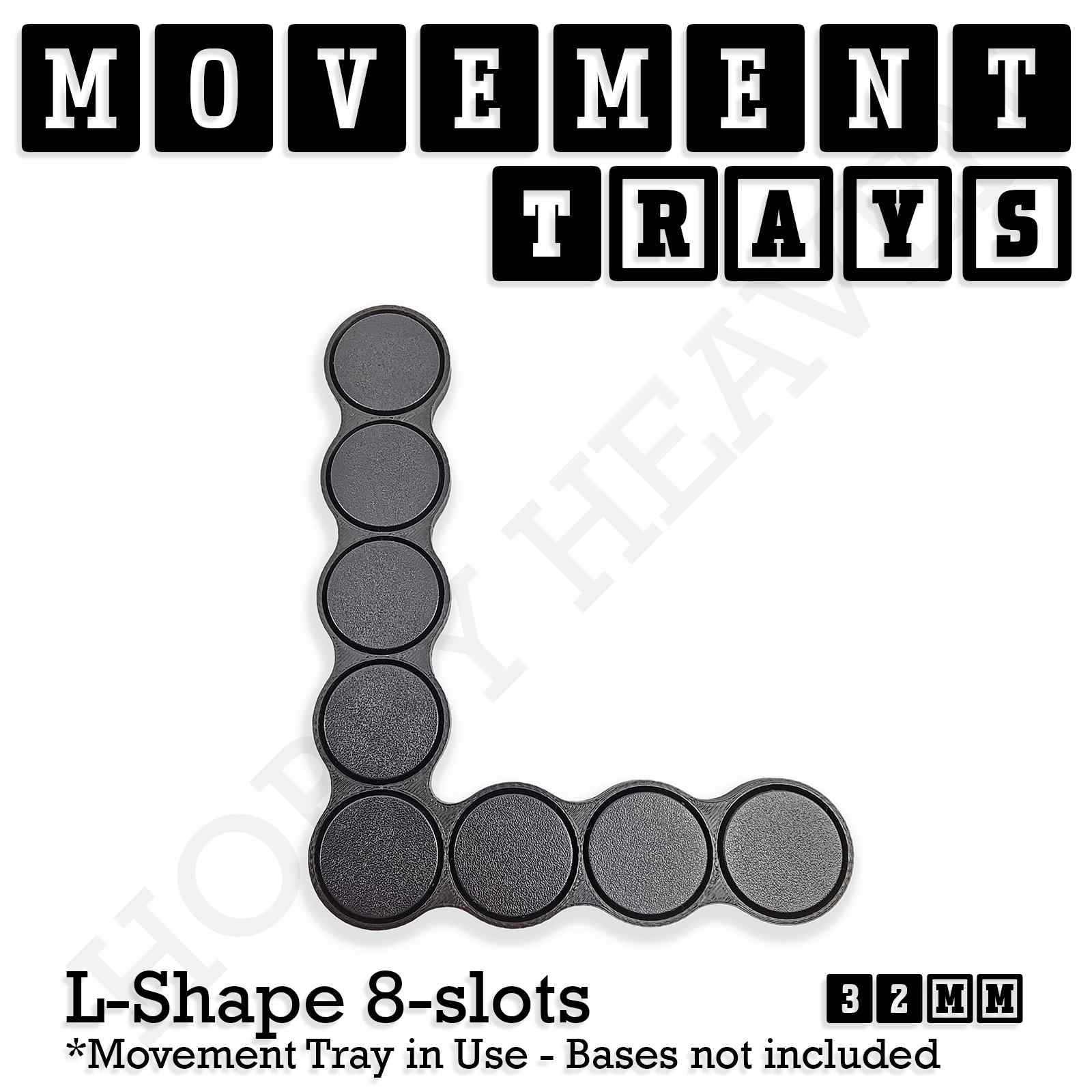 Movement Tray 32mm Movement Tray L Shape 8 slots 32mm Movement Trays for Tabletop Games | Compatible with Popular Miniatures | Full Range