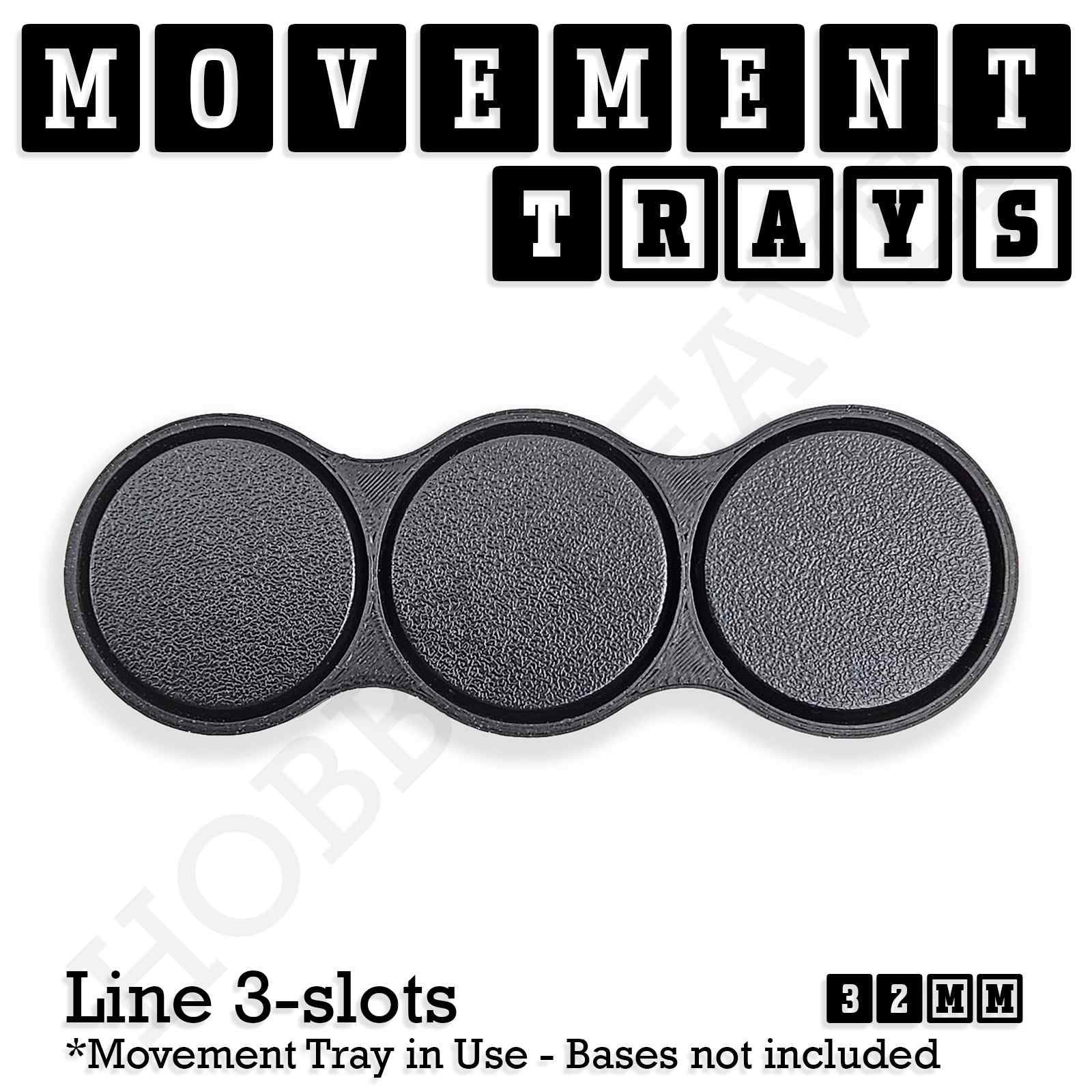Movement Tray 32mm Movement Tray Line 3 slots 32mm Movement Trays for Tabletop Games | Compatible with Popular Miniatures | Full Range