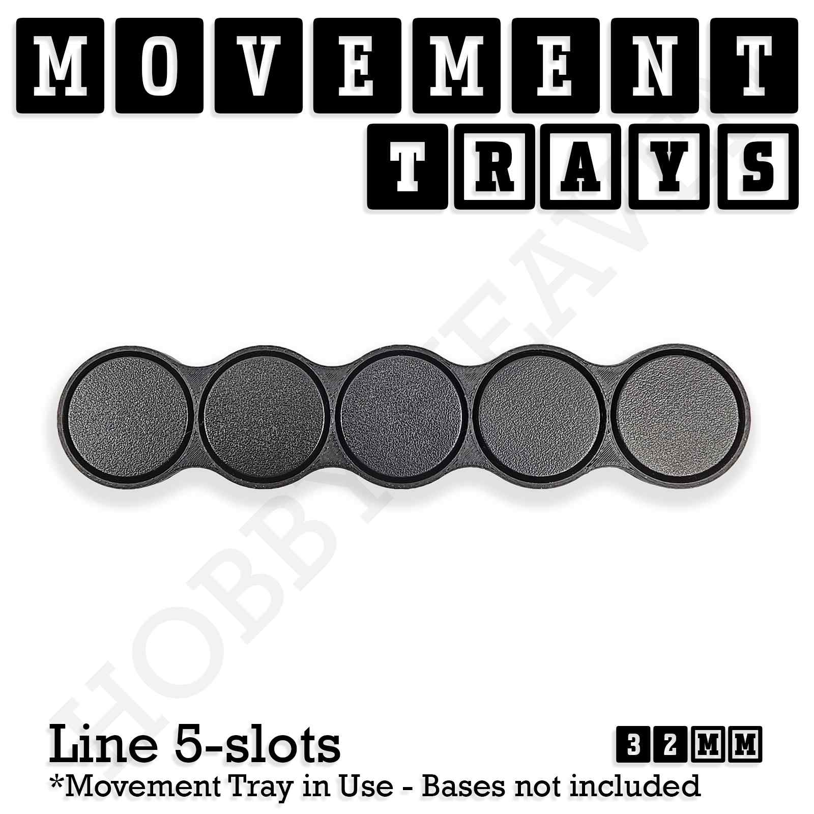 Movement Tray 32mm Movement Tray Line 5 slots 32mm Movement Trays for Tabletop Games | Compatible with Popular Miniatures | Full Range