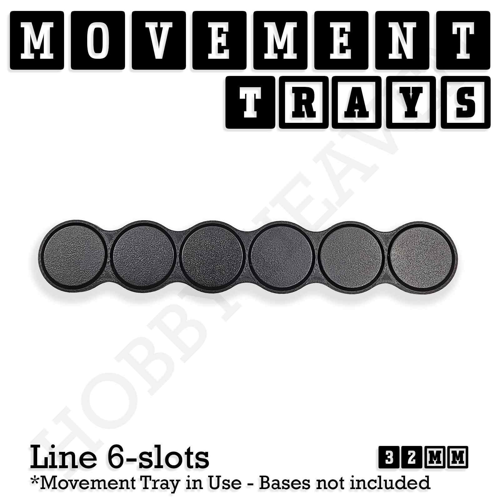 Movement Tray 32mm Movement Tray Line 6 slots 32mm Movement Trays for Tabletop Games | Compatible with Popular Miniatures | Full Range
