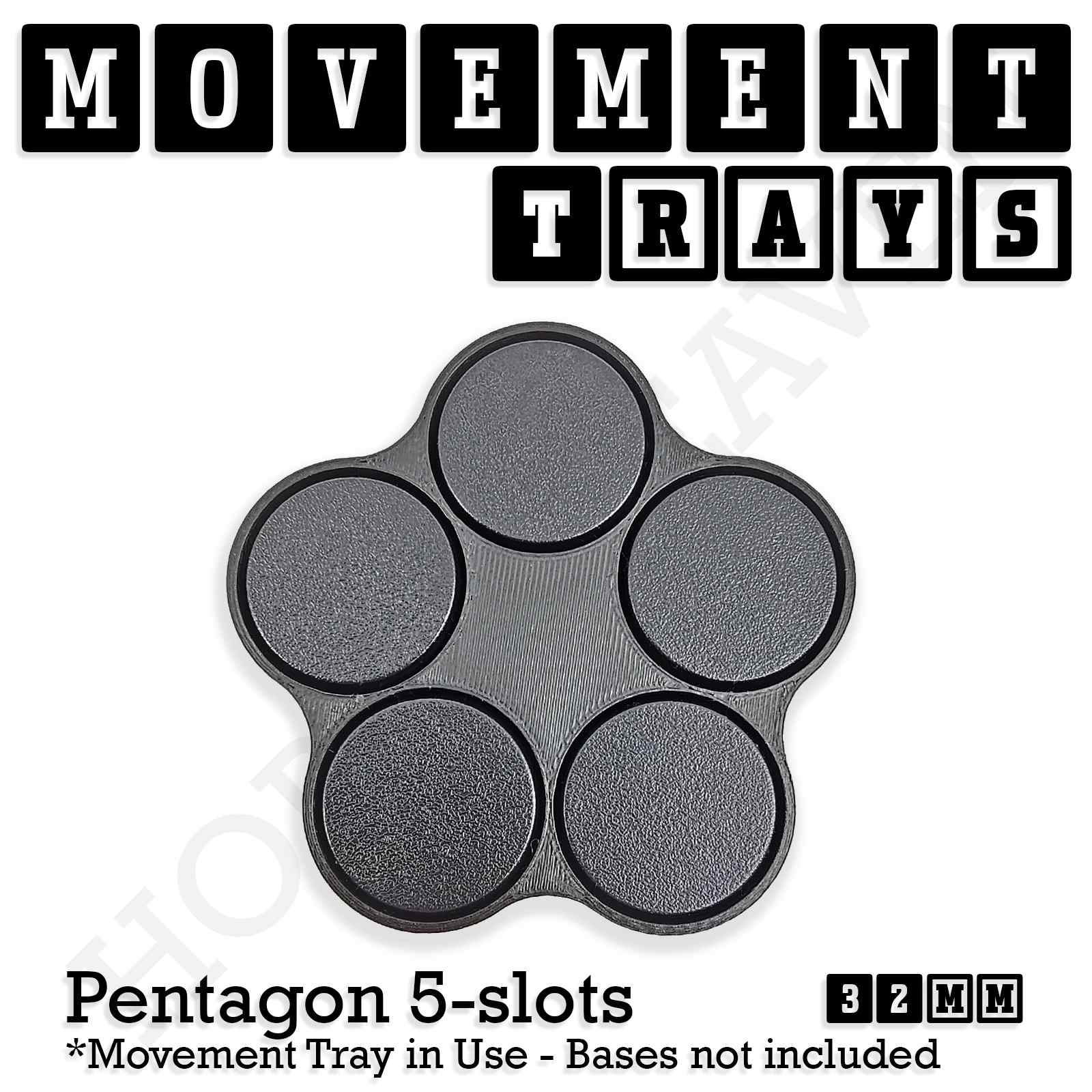 Movement Tray 32mm Movement Tray Pentagon 5 slots 32mm Movement Trays for Tabletop Games | Compatible with Popular Miniatures | Full Range