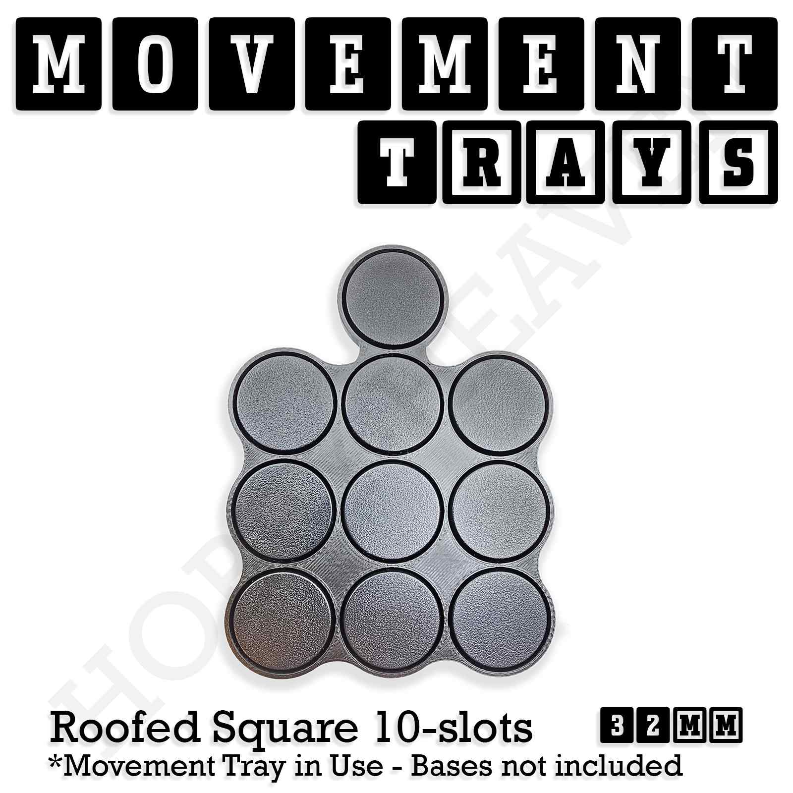 Movement Tray 32mm Movement Tray Roofed Square 10 slots 32mm Movement Trays for Tabletop Games | Compatible with Popular Miniatures | Full Range