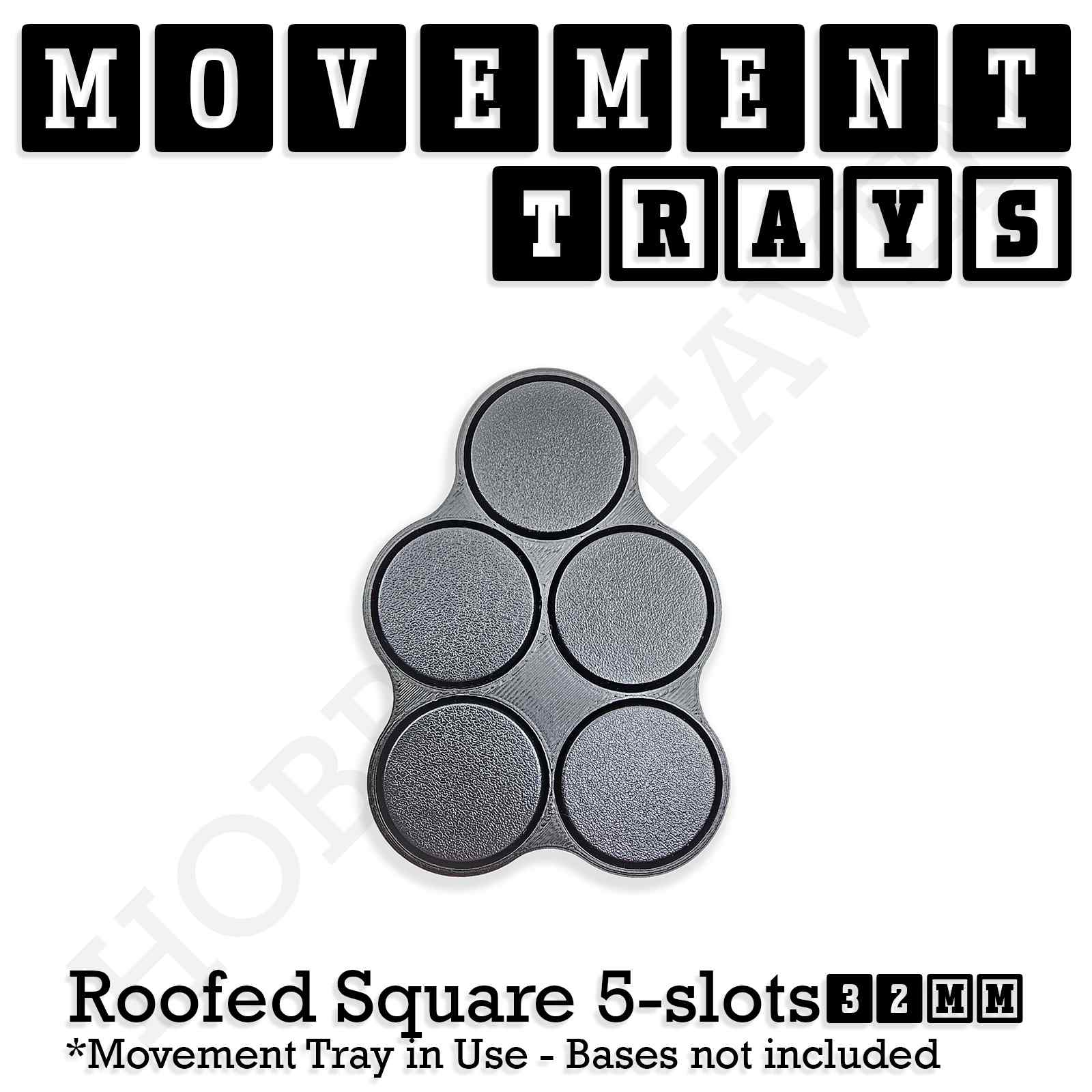 Movement Tray 32mm Movement Tray Roofed Square 5 slots 32mm Movement Trays for Tabletop Games | Compatible with Popular Miniatures | Full Range