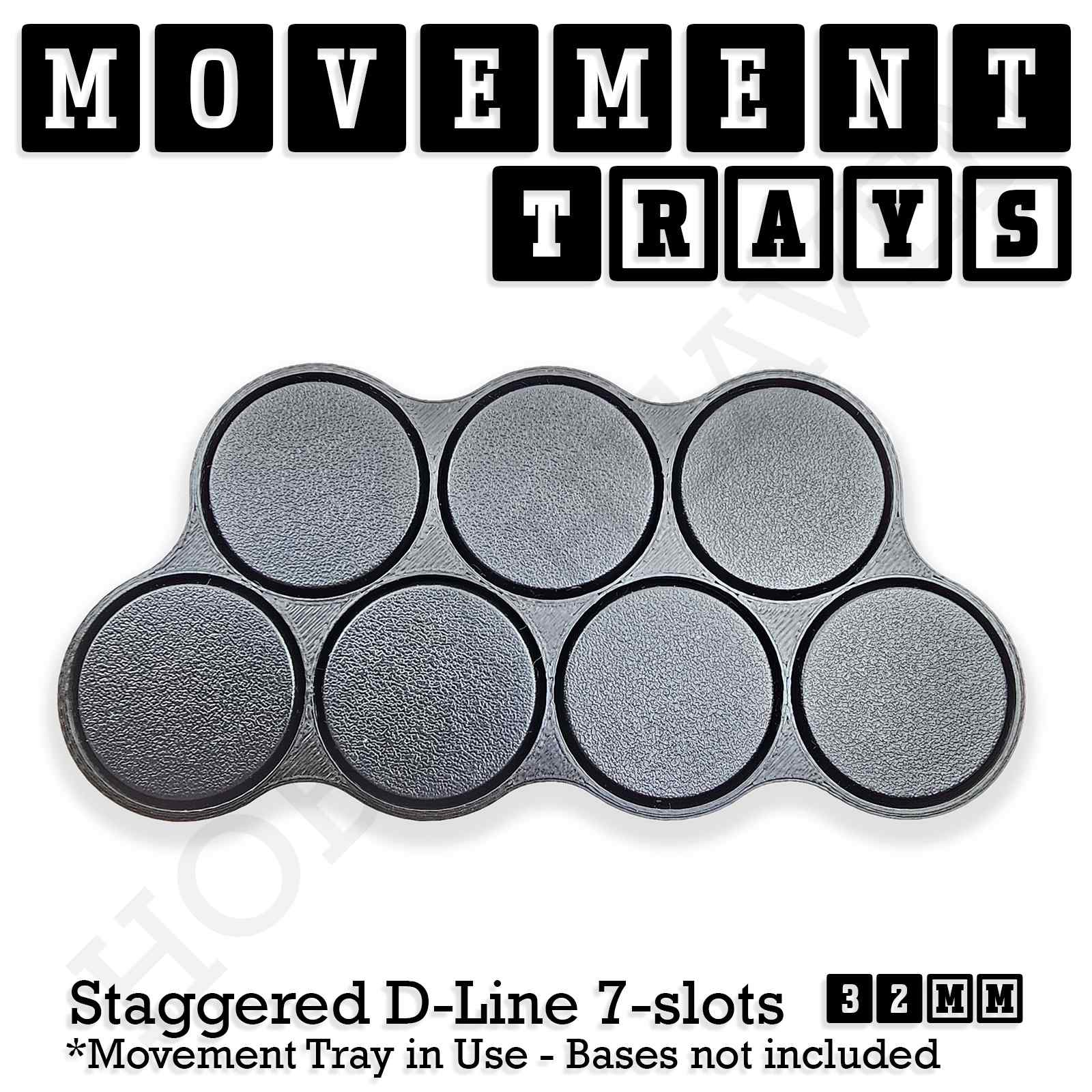 Movement Tray 32mm Movement Tray Staggered Double Line 7 slots 32mm Movement Trays for Tabletop Games | Compatible with Popular Miniatures | Full Range