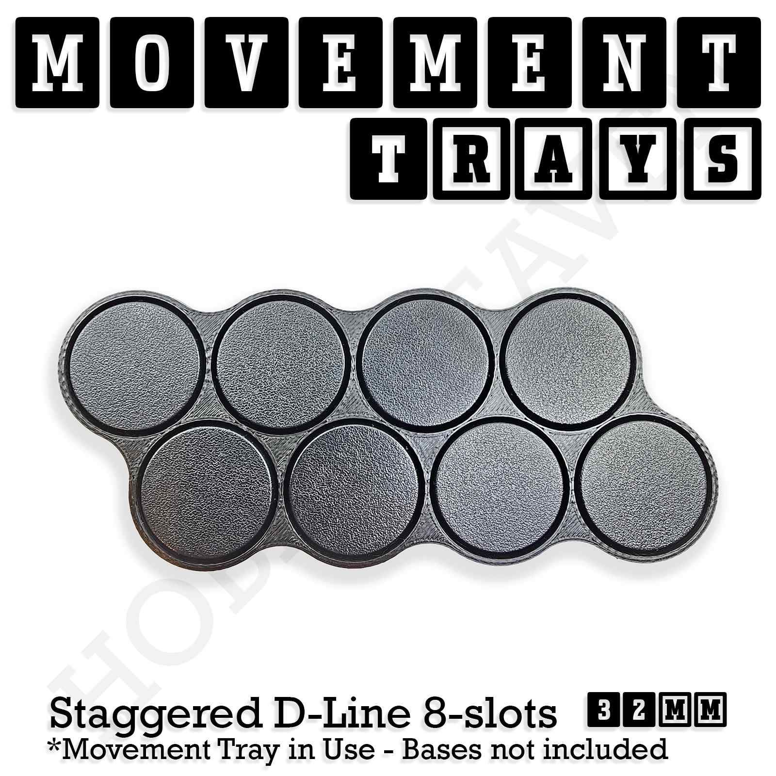 Movement Tray 32mm Movement Tray Staggered Double Line 8 slots 32mm Movement Trays for Tabletop Games | Compatible with Popular Miniatures | Full Range
