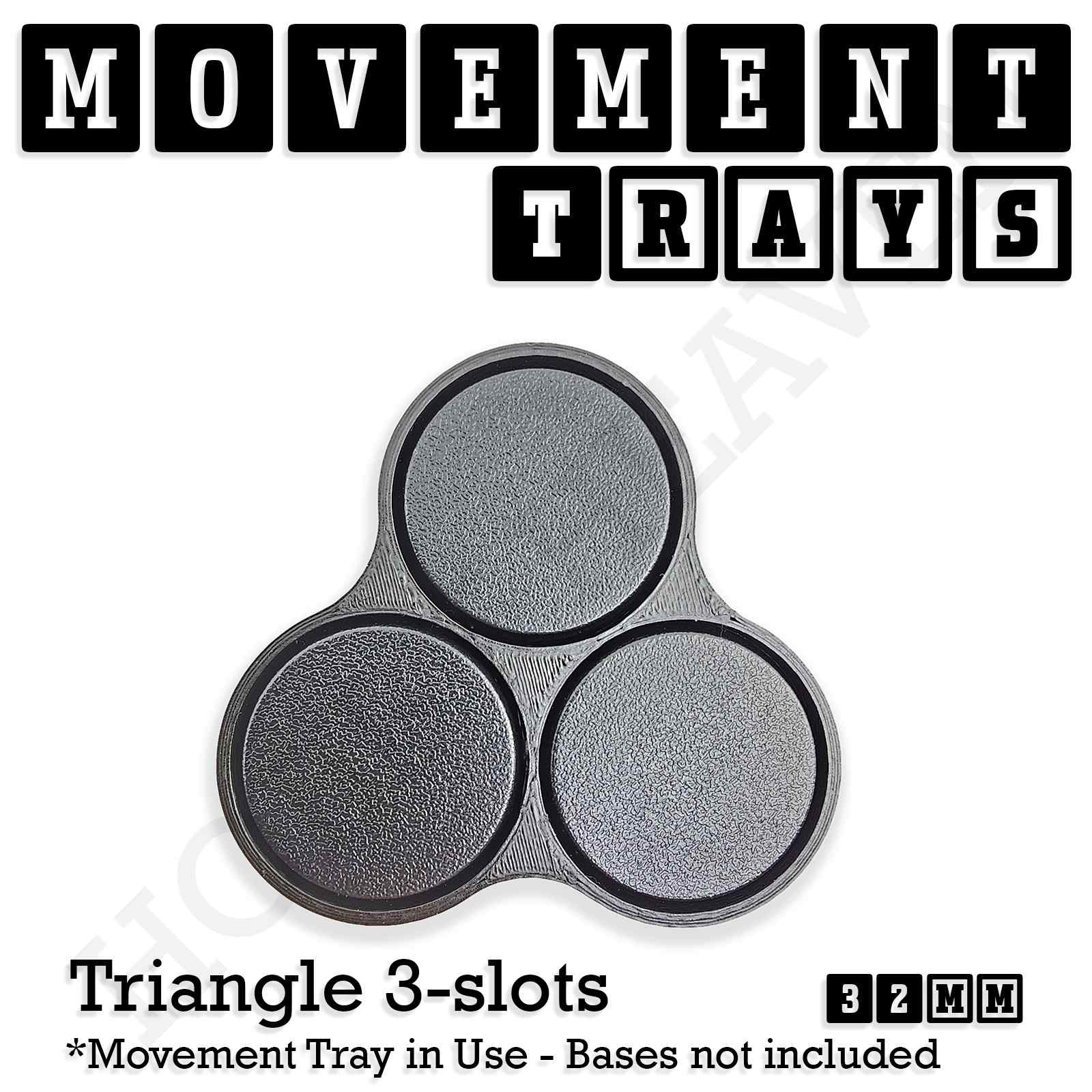 Movement Tray 32mm Movement Tray Triangle 3 slots 32mm Movement Trays for Tabletop Games | Compatible with Popular Miniatures | Full Range