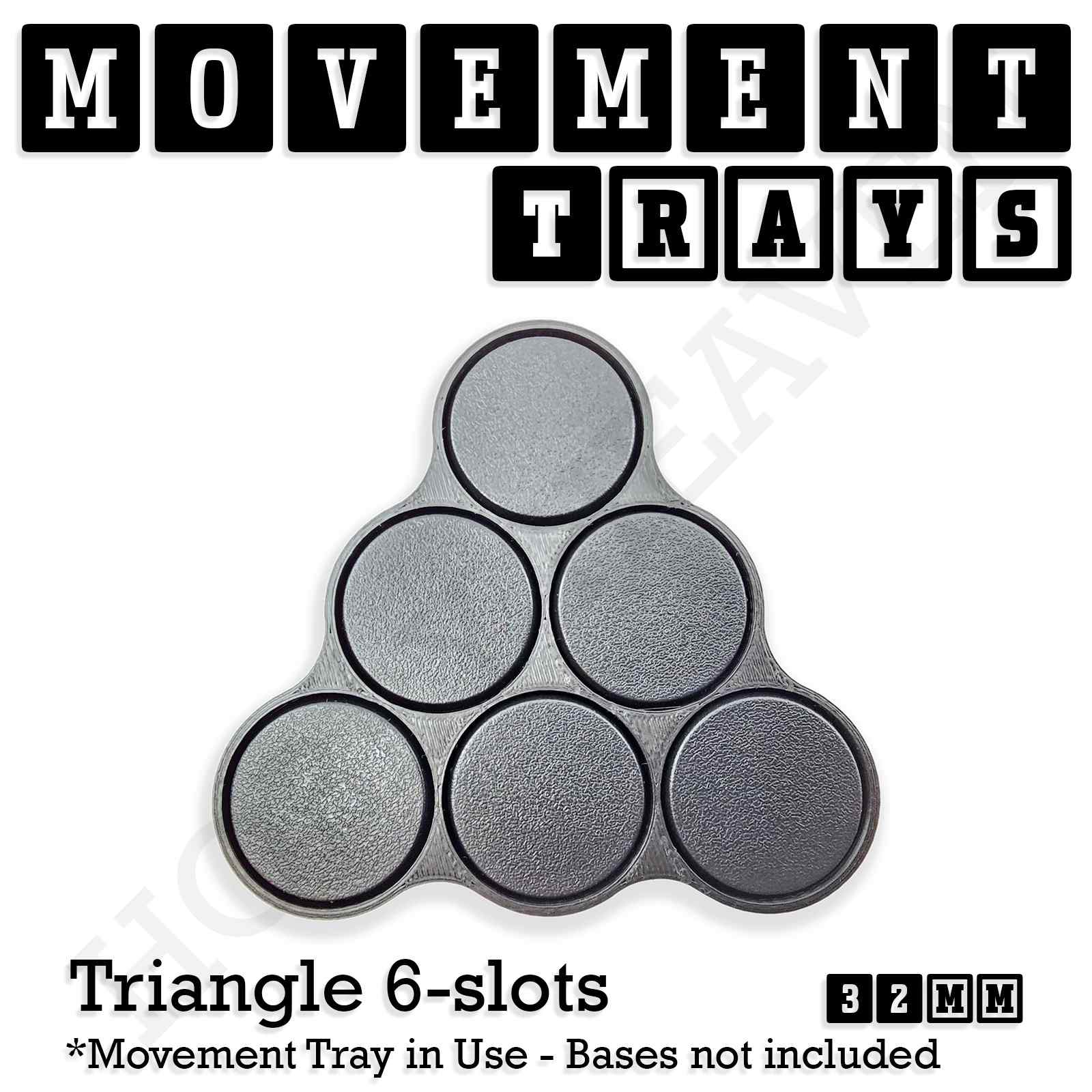 Movement Tray 32mm Movement Tray Triangle 6 slots 32mm Movement Trays for Tabletop Games | Compatible with Popular Miniatures | Full Range