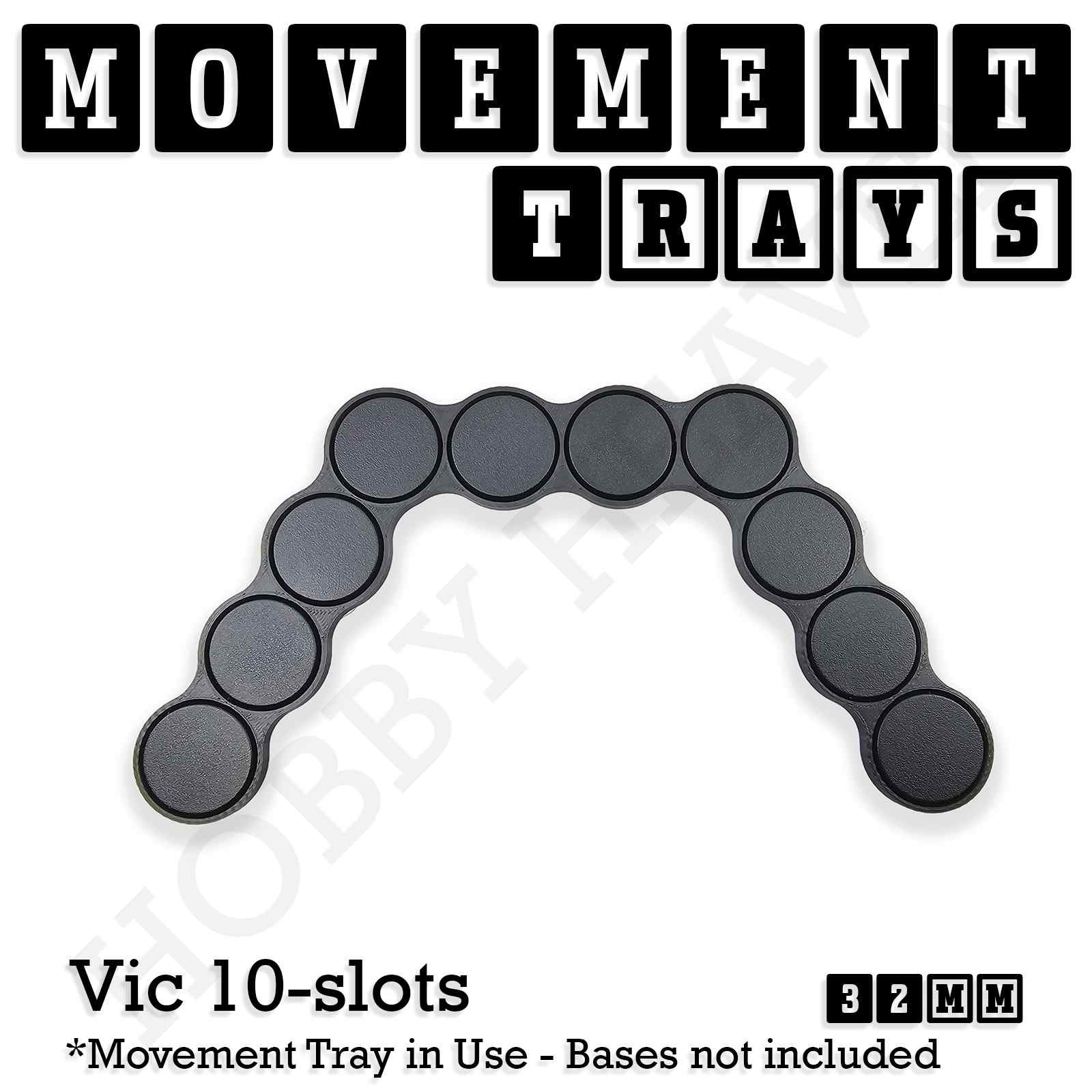 Movement Tray 32mm Movement Tray Vic 10 slots 32mm Movement Trays for Tabletop Games | Compatible with Popular Miniatures | Full Range