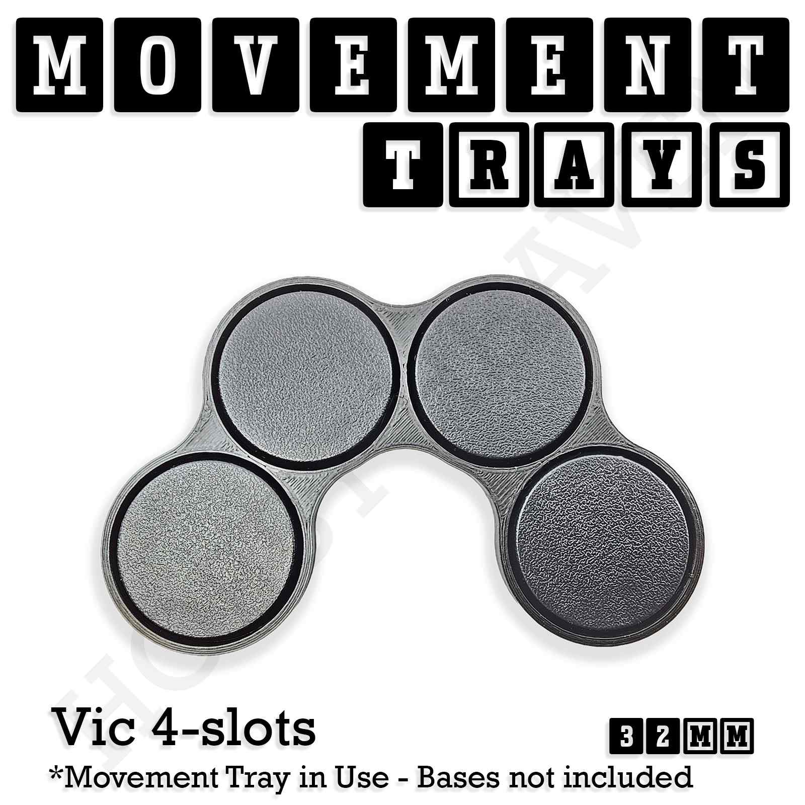 Movement Tray 32mm Movement Tray Vic 4 slots 32mm Movement Trays for Tabletop Games | Compatible with Popular Miniatures | Full Range