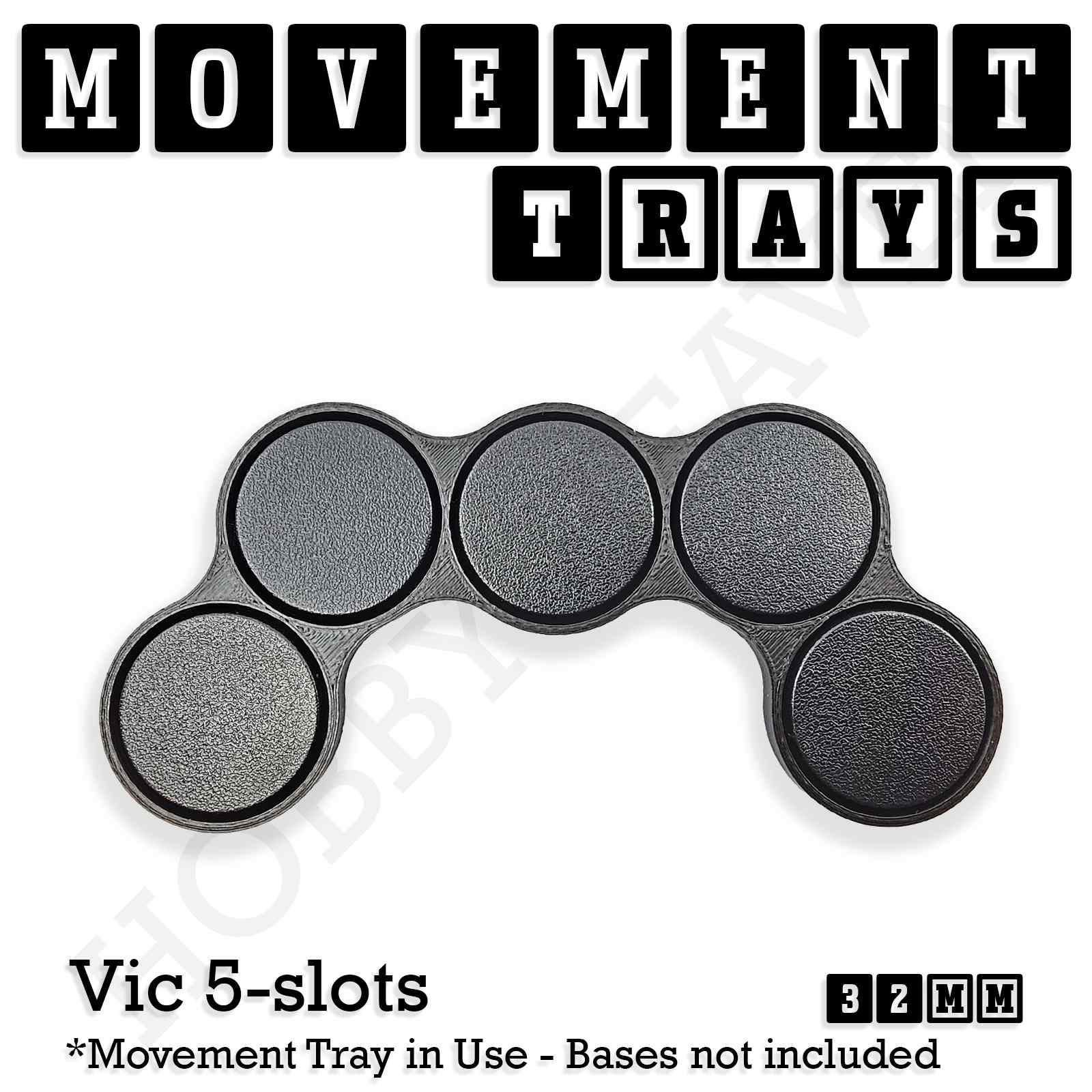 Movement Tray 32mm Movement Tray Vic 5 slots 32mm Movement Trays for Tabletop Games | Compatible with Popular Miniatures | Full Range