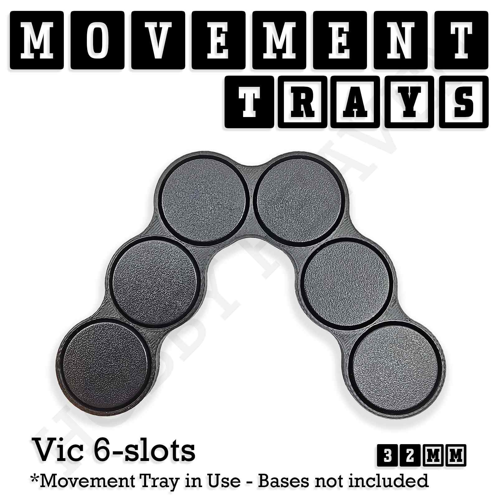 Movement Tray 32mm Movement Tray Vic 6 slots 32mm Movement Trays for Tabletop Games | Compatible with Popular Miniatures | Full Range