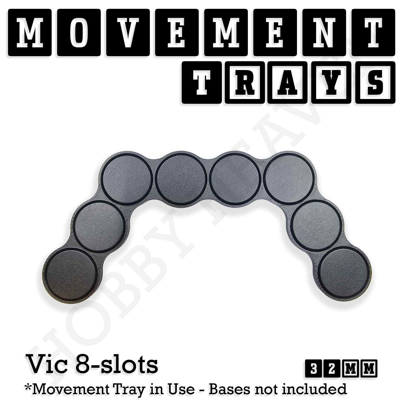 Movement Tray 32mm Movement Tray Vic 8 slots 32mm Movement Trays for Tabletop Games | Compatible with Popular Miniatures | Full Range