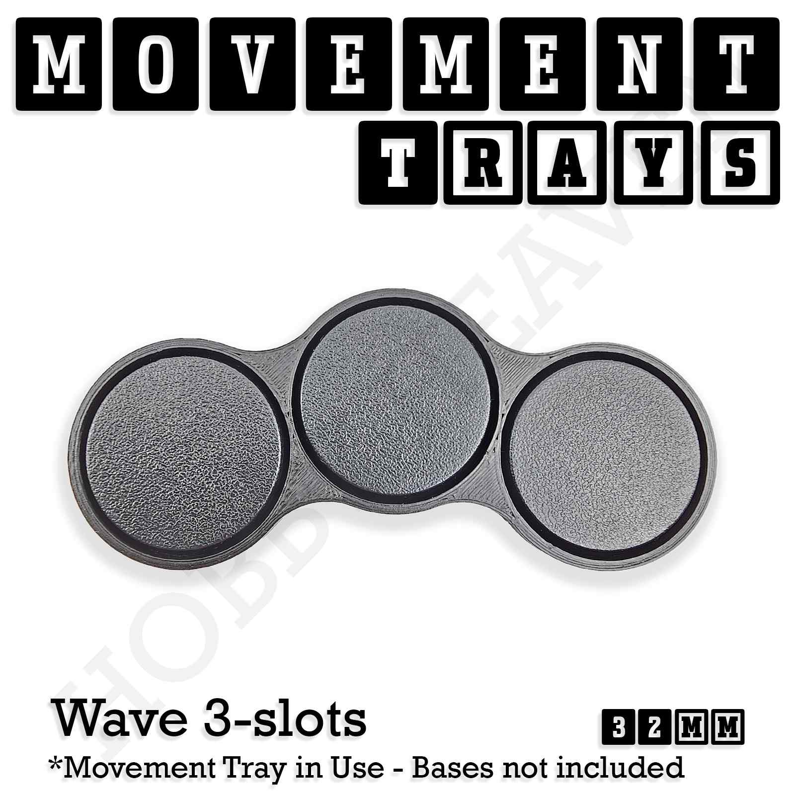 Movement Tray 32mm Movement Tray Wave 3 slots 32mm Movement Trays for Tabletop Games | Compatible with Popular Miniatures | Full Range