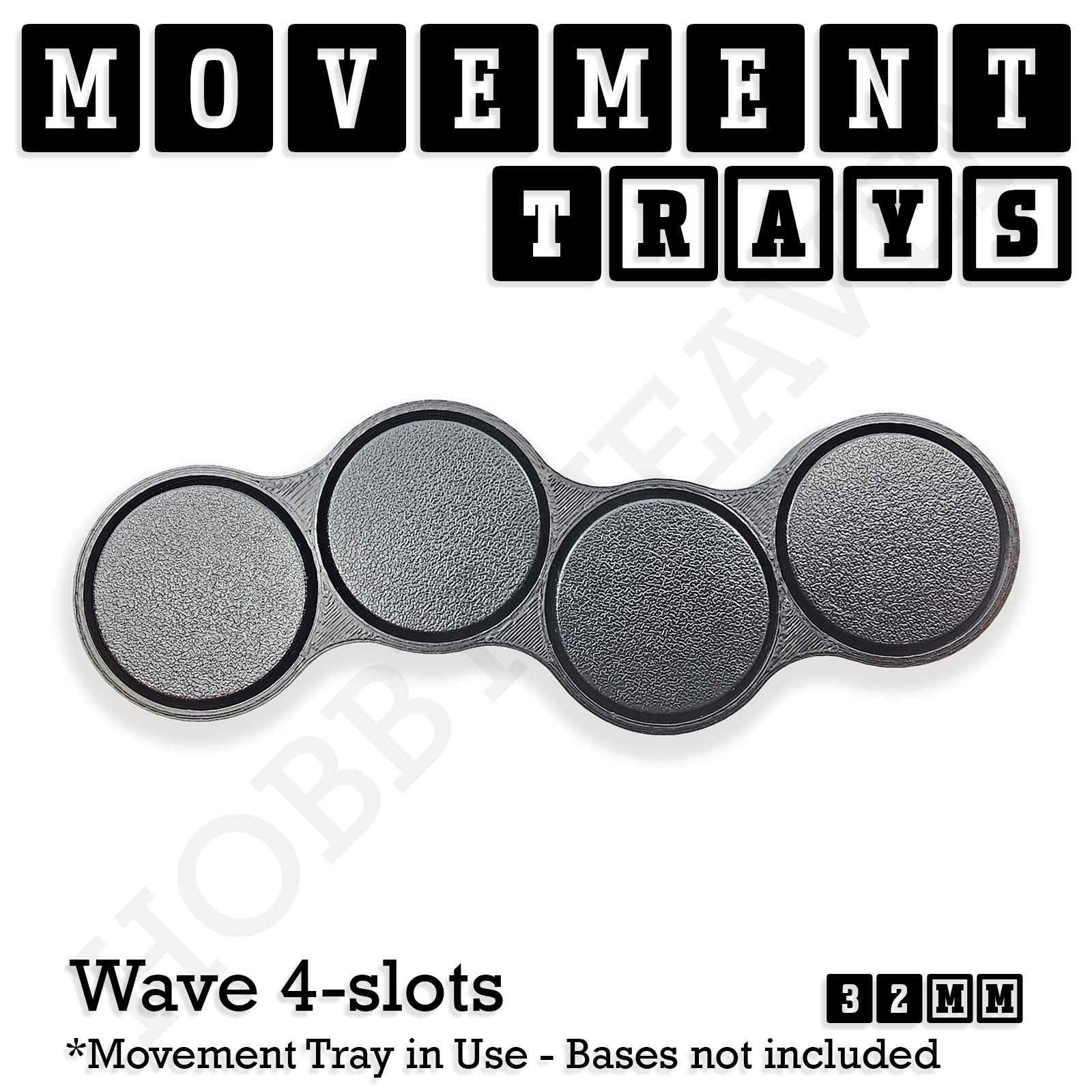 Movement Tray 32mm Movement Tray Wave 4 slots 32mm Movement Trays for Tabletop Games | Compatible with Popular Miniatures | Full Range