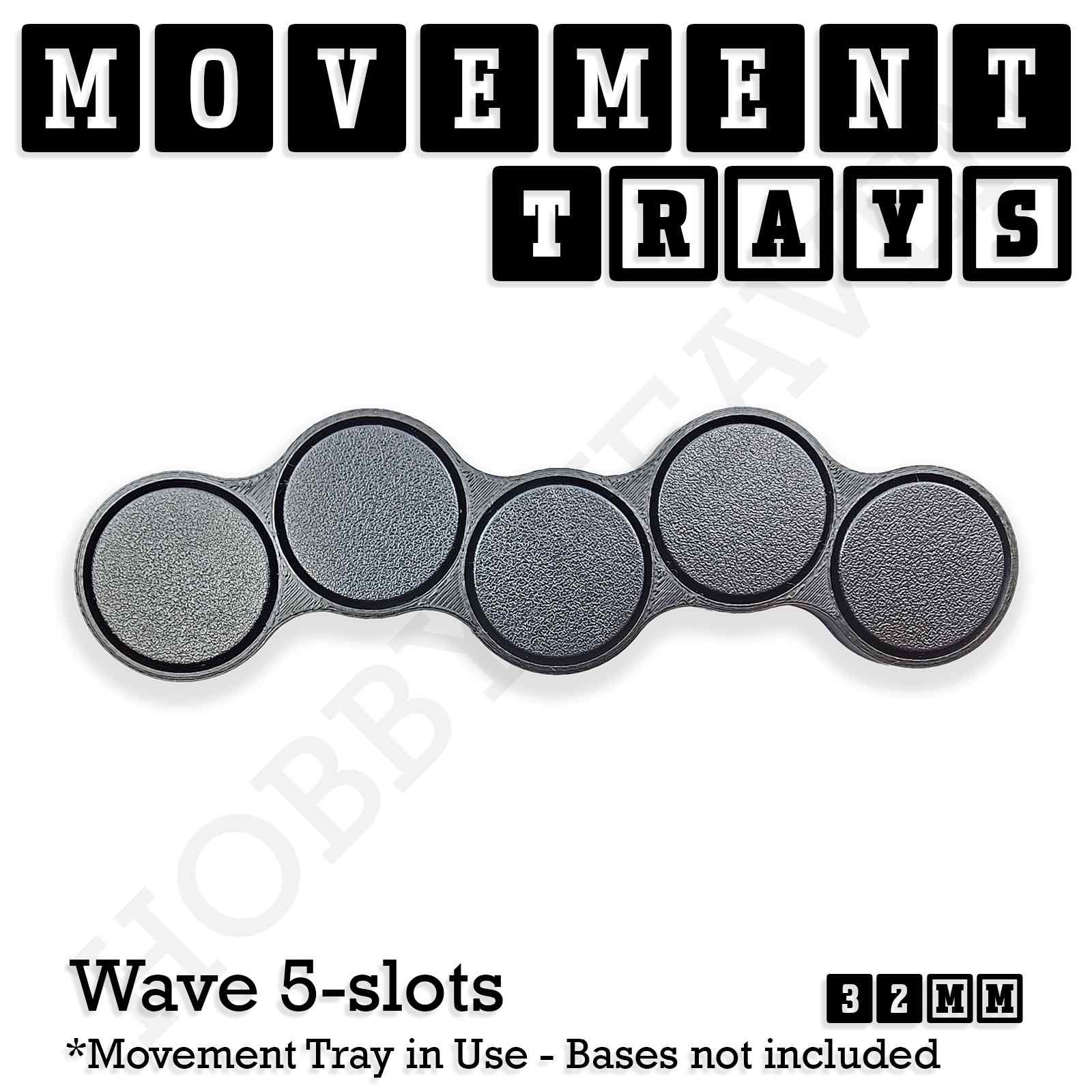 Movement Tray 32mm Movement Tray Wave 5 slots 32mm Movement Trays for Tabletop Games | Compatible with Popular Miniatures | Full Range
