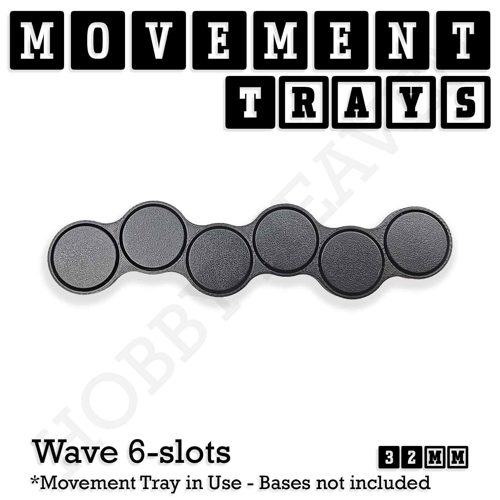 Movement Tray 32mm Movement Tray Wave 6 slots 32mm Movement Trays for Tabletop Games | Compatible with Popular Miniatures | Full Range