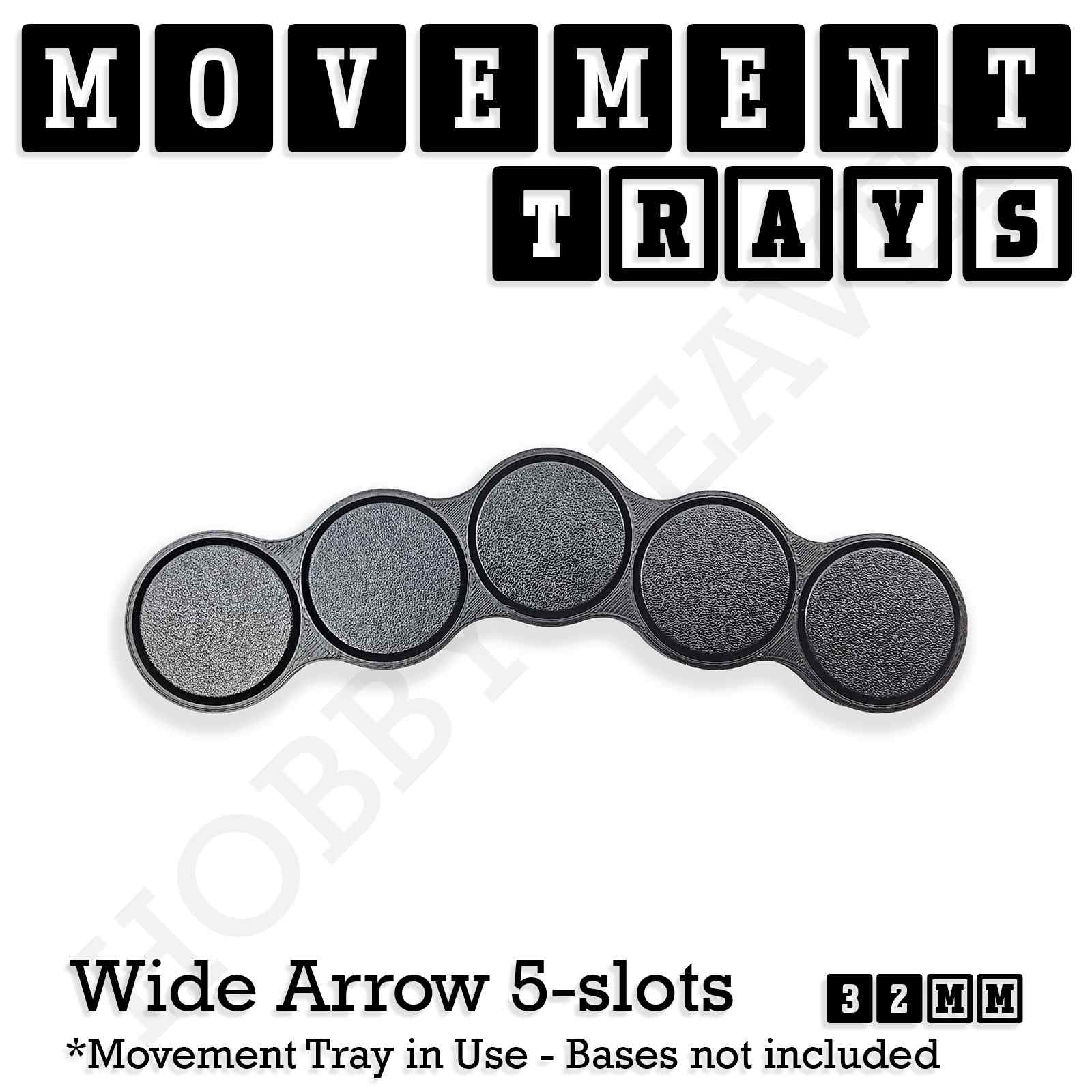 Movement Tray 32mm Movement Tray Wide Arrow 5 slots 32mm Movement Trays for Tabletop Games | Compatible with Popular Miniatures | Full Range