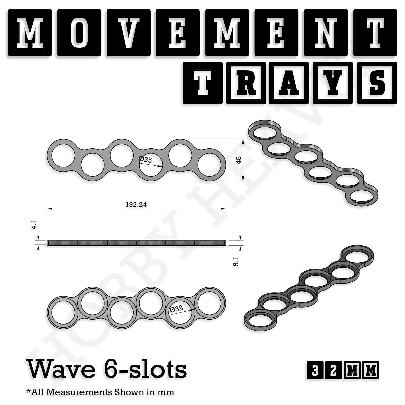Movement Tray 32mm Movement Trays for Tabletop Games | Compatible with Popular Miniatures | Full Range