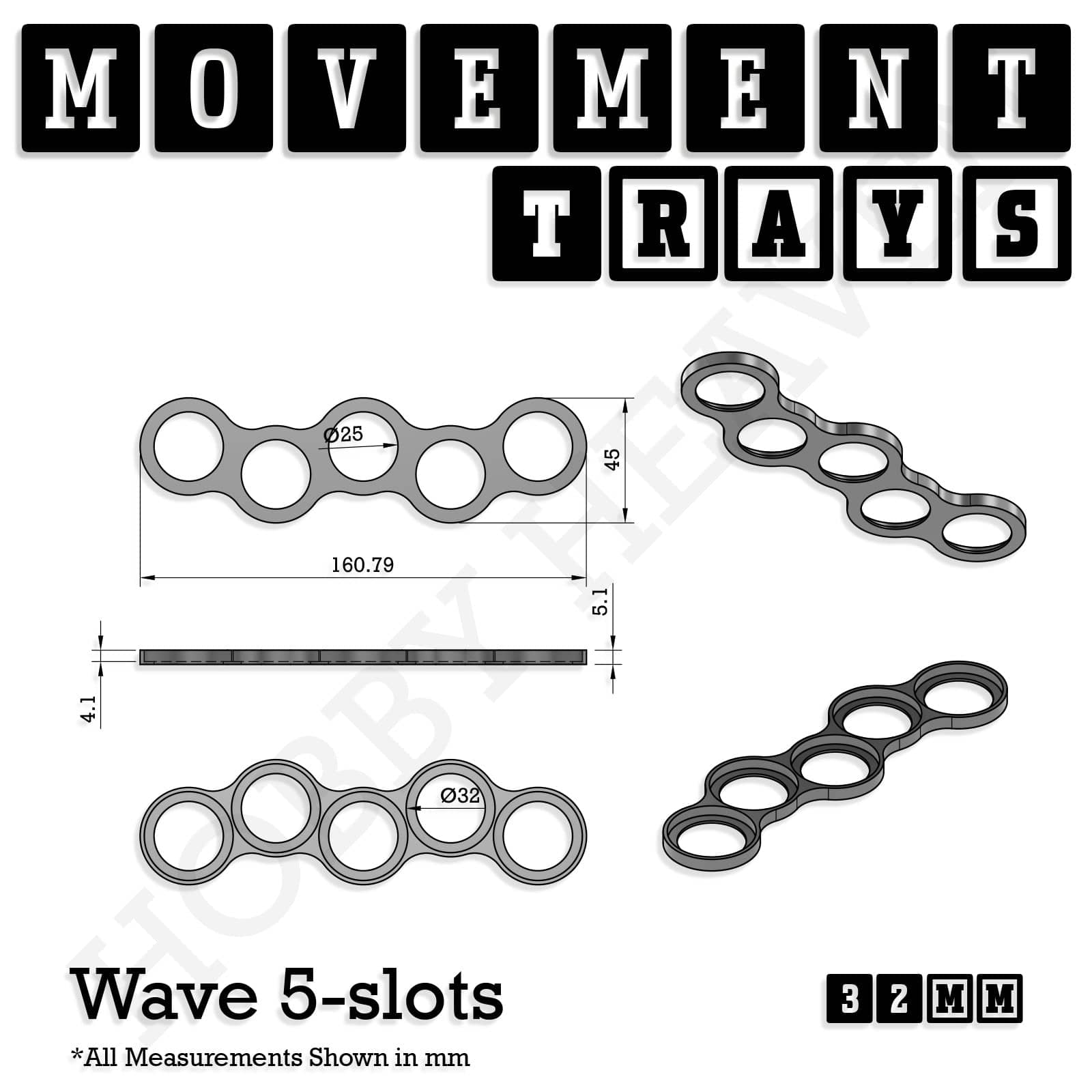 Movement Tray 32mm Movement Trays for Tabletop Games | Compatible with Popular Miniatures | Full Range