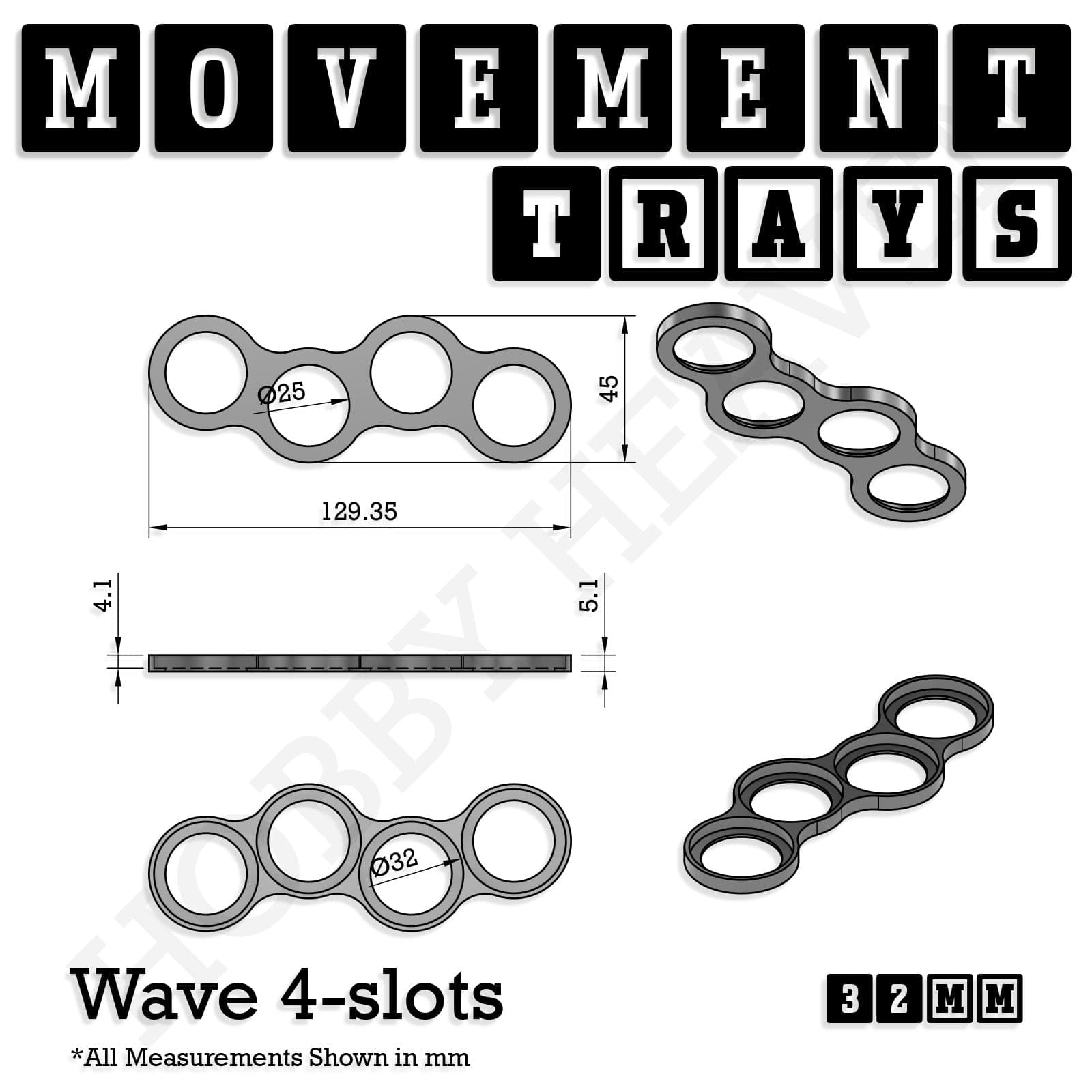 Movement Tray 32mm Movement Trays for Tabletop Games | Compatible with Popular Miniatures | Full Range