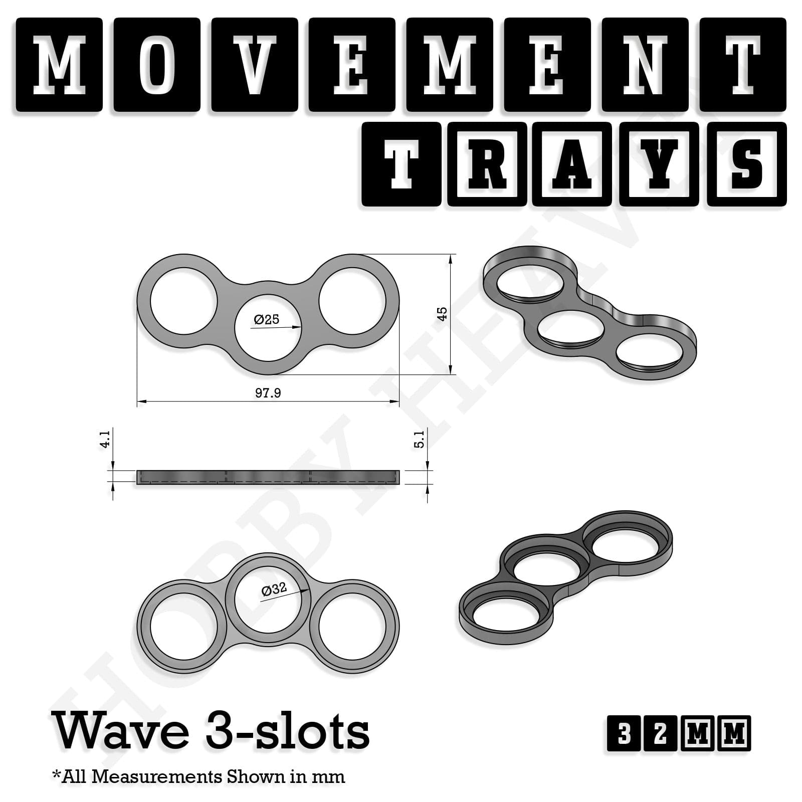 Movement Tray 32mm Movement Trays for Tabletop Games | Compatible with Popular Miniatures | Full Range