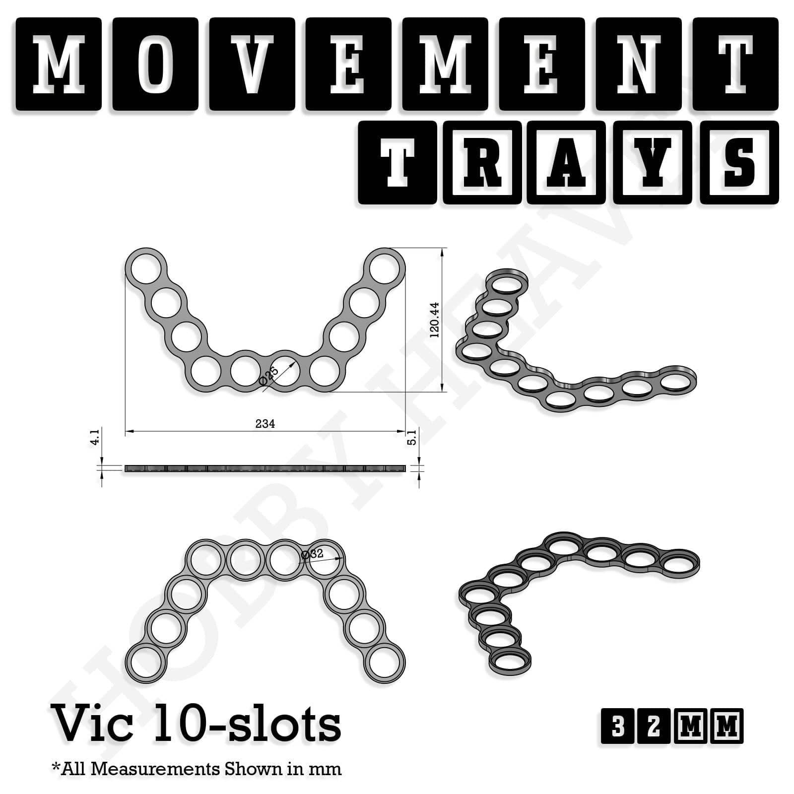 Movement Tray 32mm Movement Trays for Tabletop Games | Compatible with Popular Miniatures | Full Range
