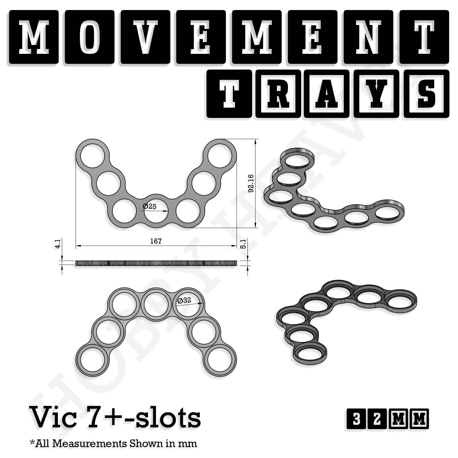 Movement Tray 32mm Movement Trays for Tabletop Games | Compatible with Popular Miniatures | Full Range