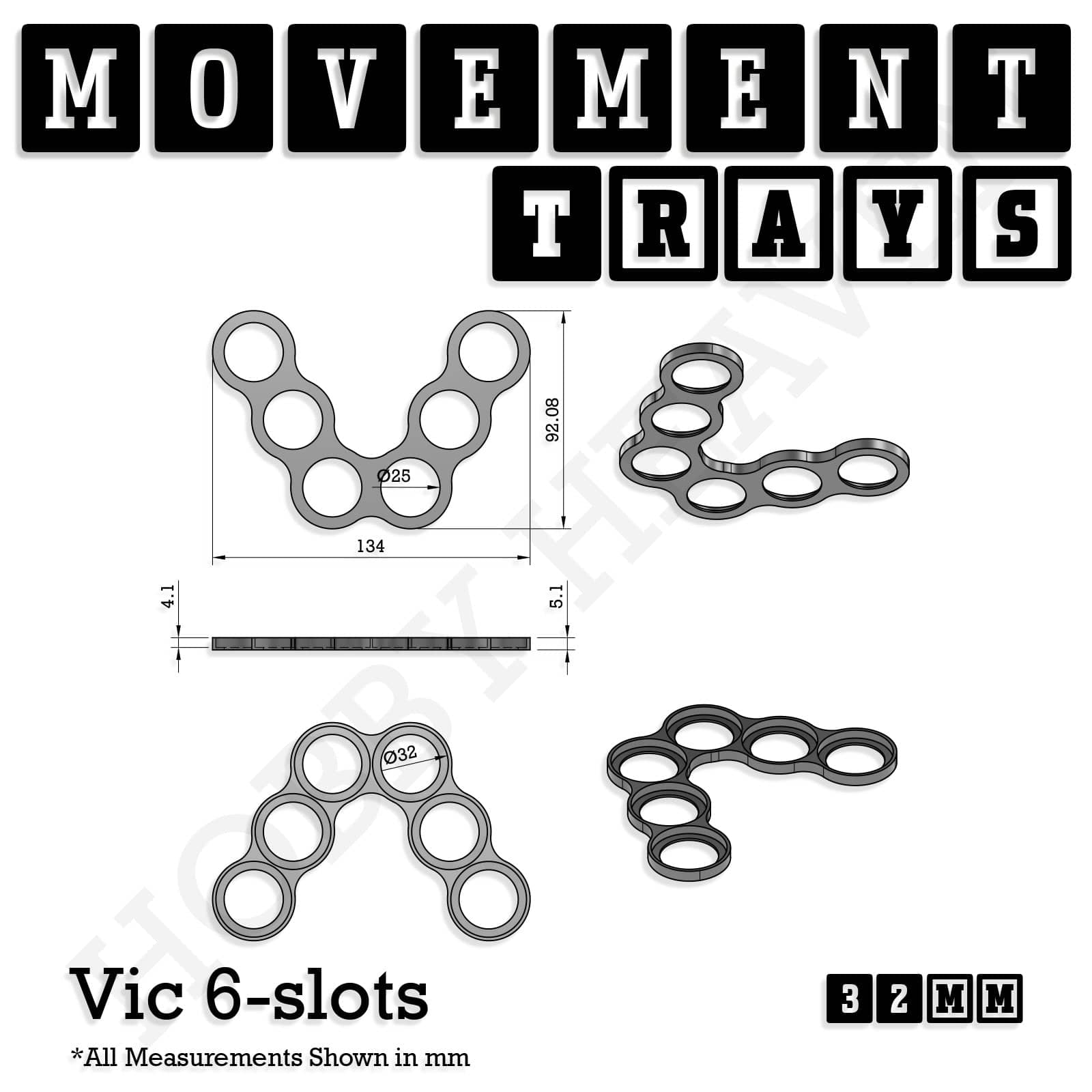 Movement Tray 32mm Movement Trays for Tabletop Games | Compatible with Popular Miniatures | Full Range