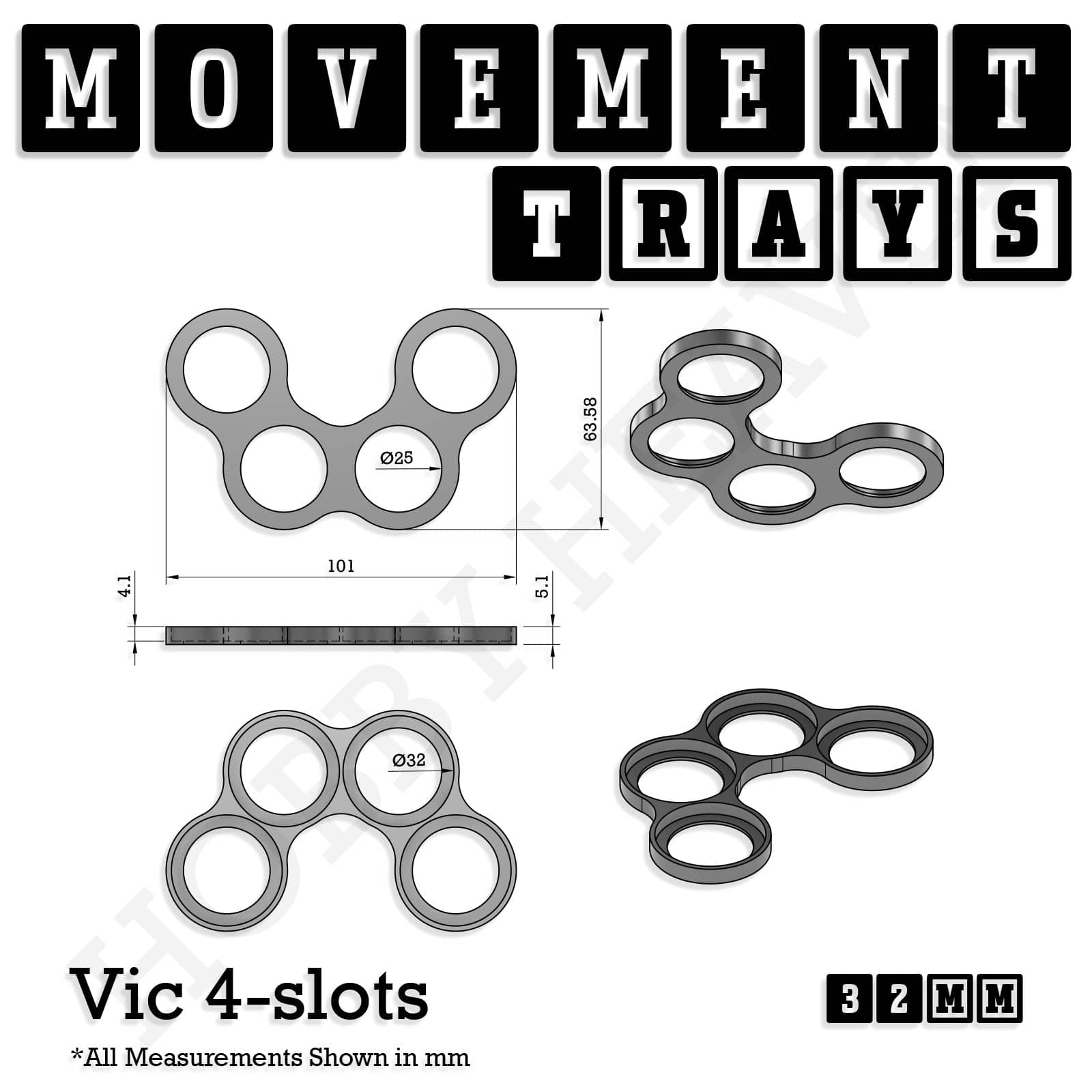 Movement Tray 32mm Movement Trays for Tabletop Games | Compatible with Popular Miniatures | Full Range