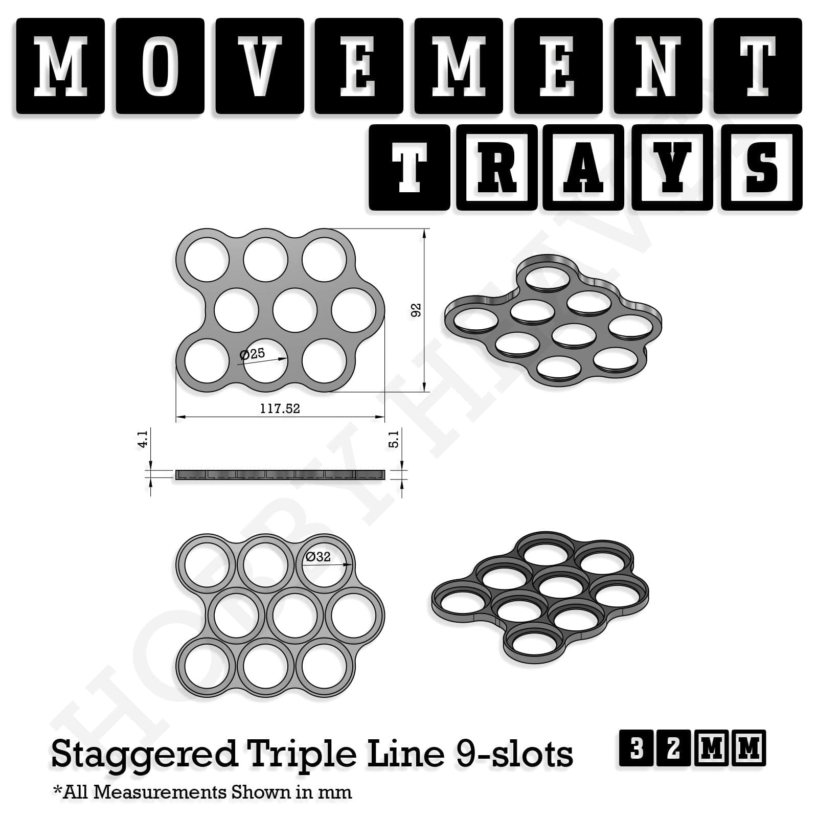 Movement Tray 32mm Movement Trays for Tabletop Games | Compatible with Popular Miniatures | Full Range