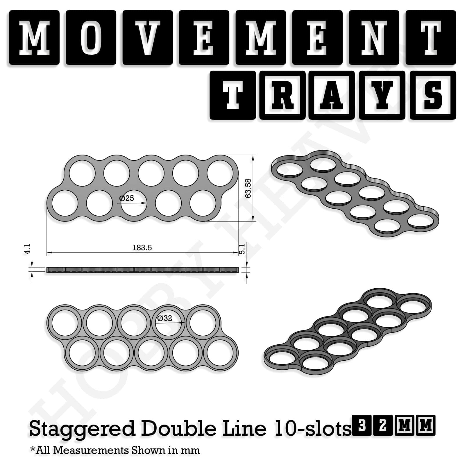 Movement Tray 32mm Movement Trays for Tabletop Games | Compatible with Popular Miniatures | Full Range