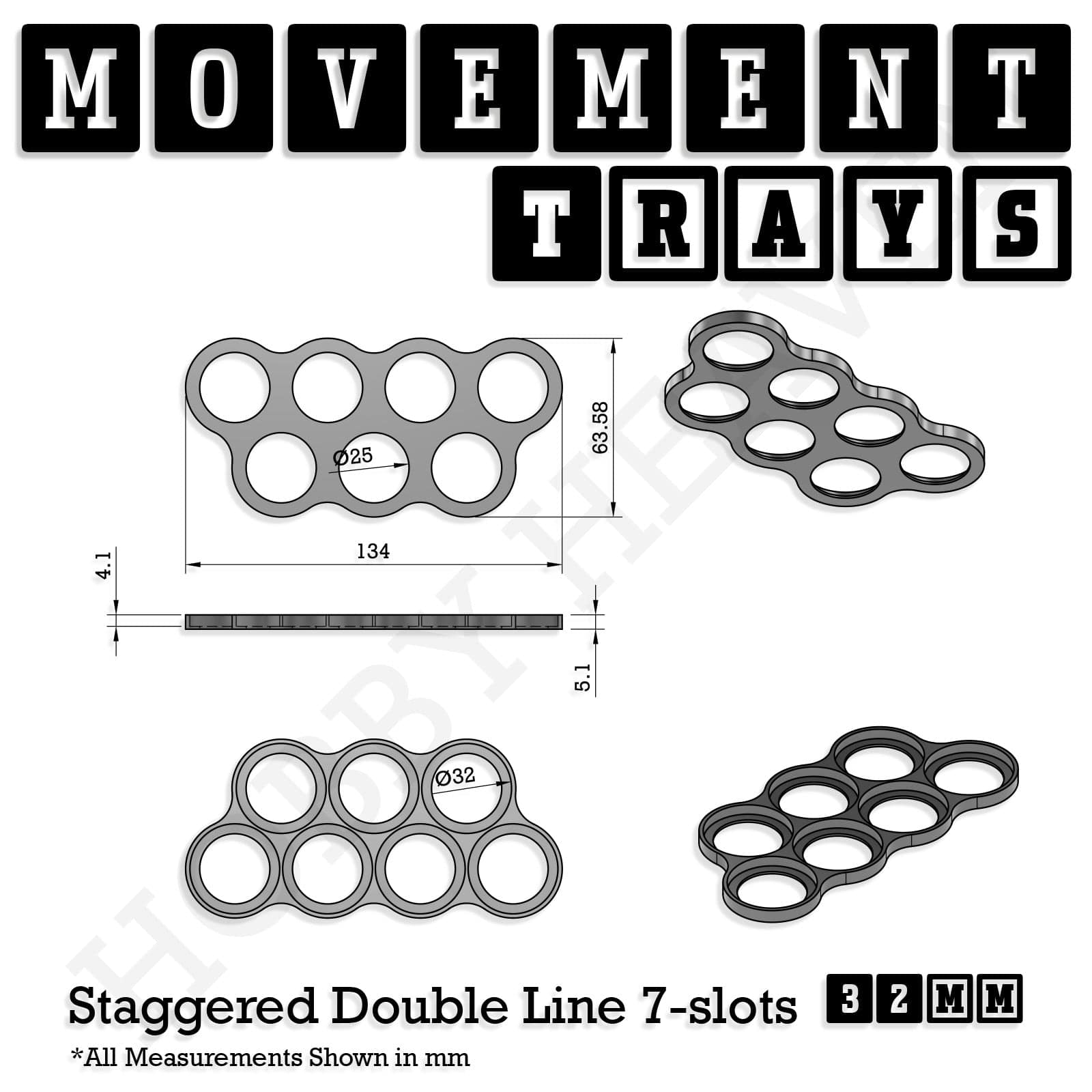 Movement Tray 32mm Movement Trays for Tabletop Games | Compatible with Popular Miniatures | Full Range