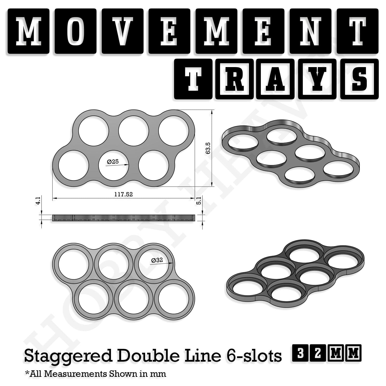 Movement Tray 32mm Movement Trays for Tabletop Games | Compatible with Popular Miniatures | Full Range