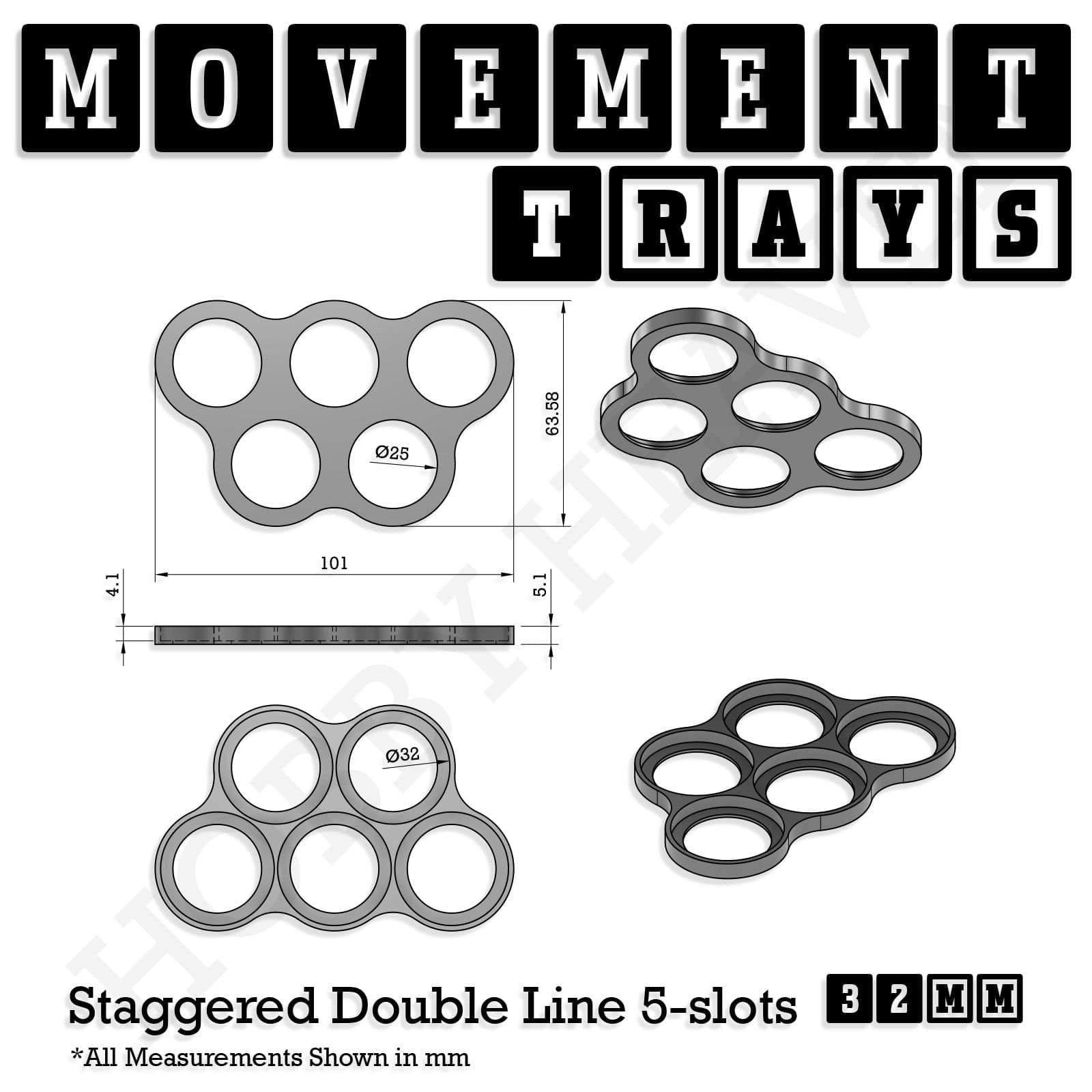 Movement Tray 32mm Movement Trays for Tabletop Games | Compatible with Popular Miniatures | Full Range