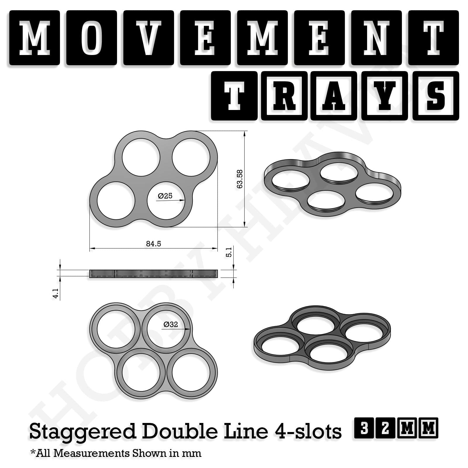 Movement Tray 32mm Movement Trays for Tabletop Games | Compatible with Popular Miniatures | Full Range